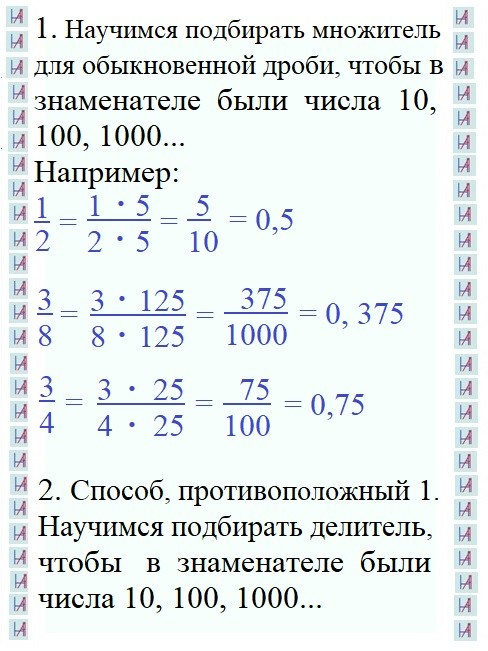 Преобразование обыкновенной дроби в десятичную (1). Matryoshka64