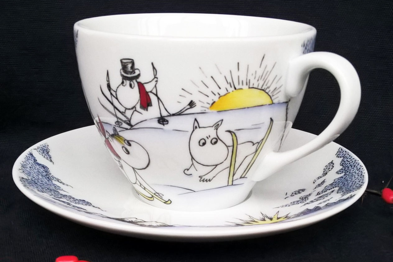 Детская посуда с Муми-троллями. Роспись фарфора на заказ в Санкт-Петербурге. 