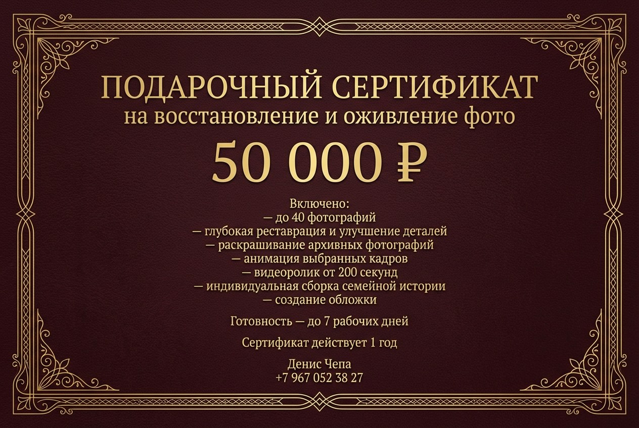 Подарочный сертификат на реставрацию и оживление фото