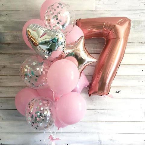 Шары с цифрами розовое золото. Студия праздничного декора