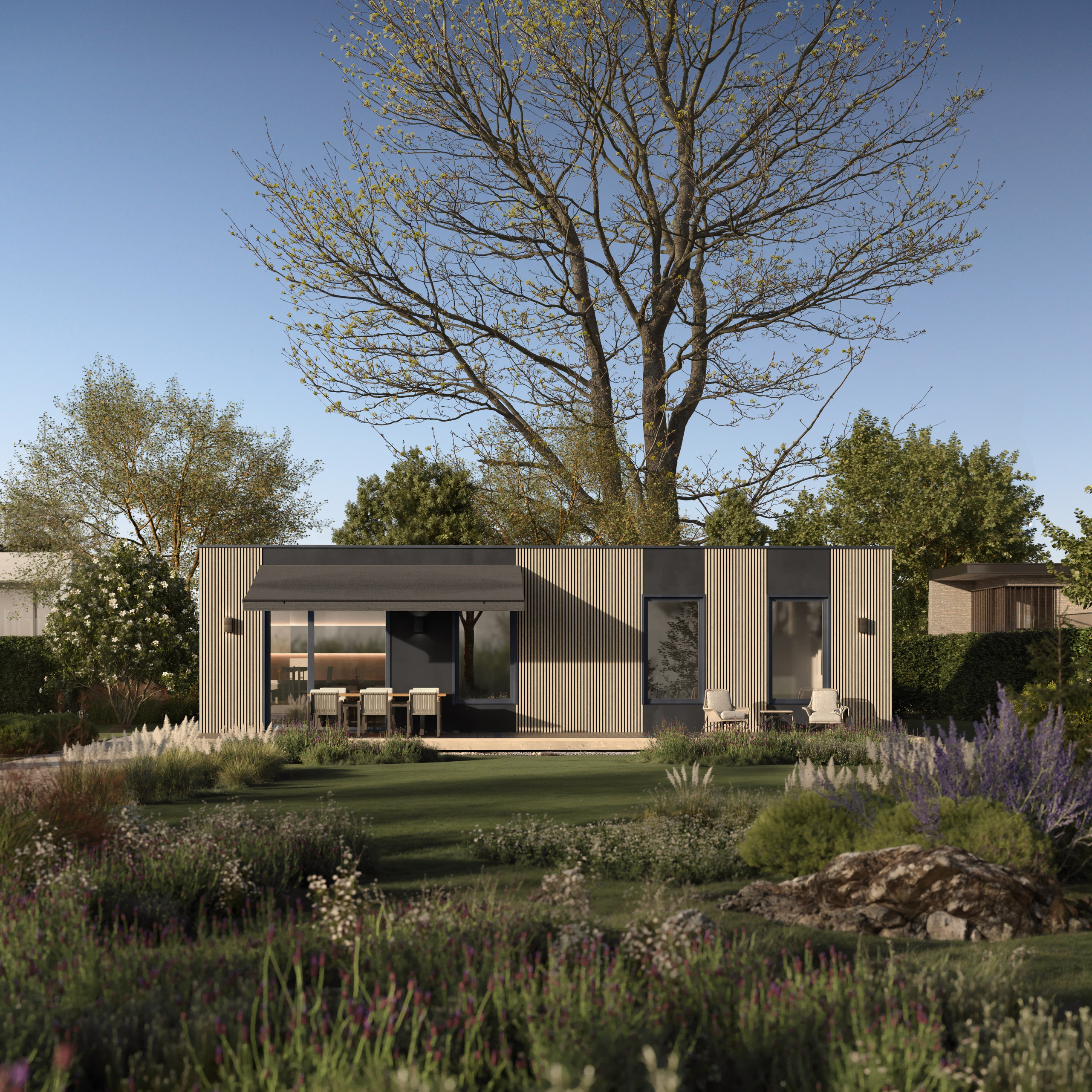 Дом серии БыстроДом 155, придомовая территория