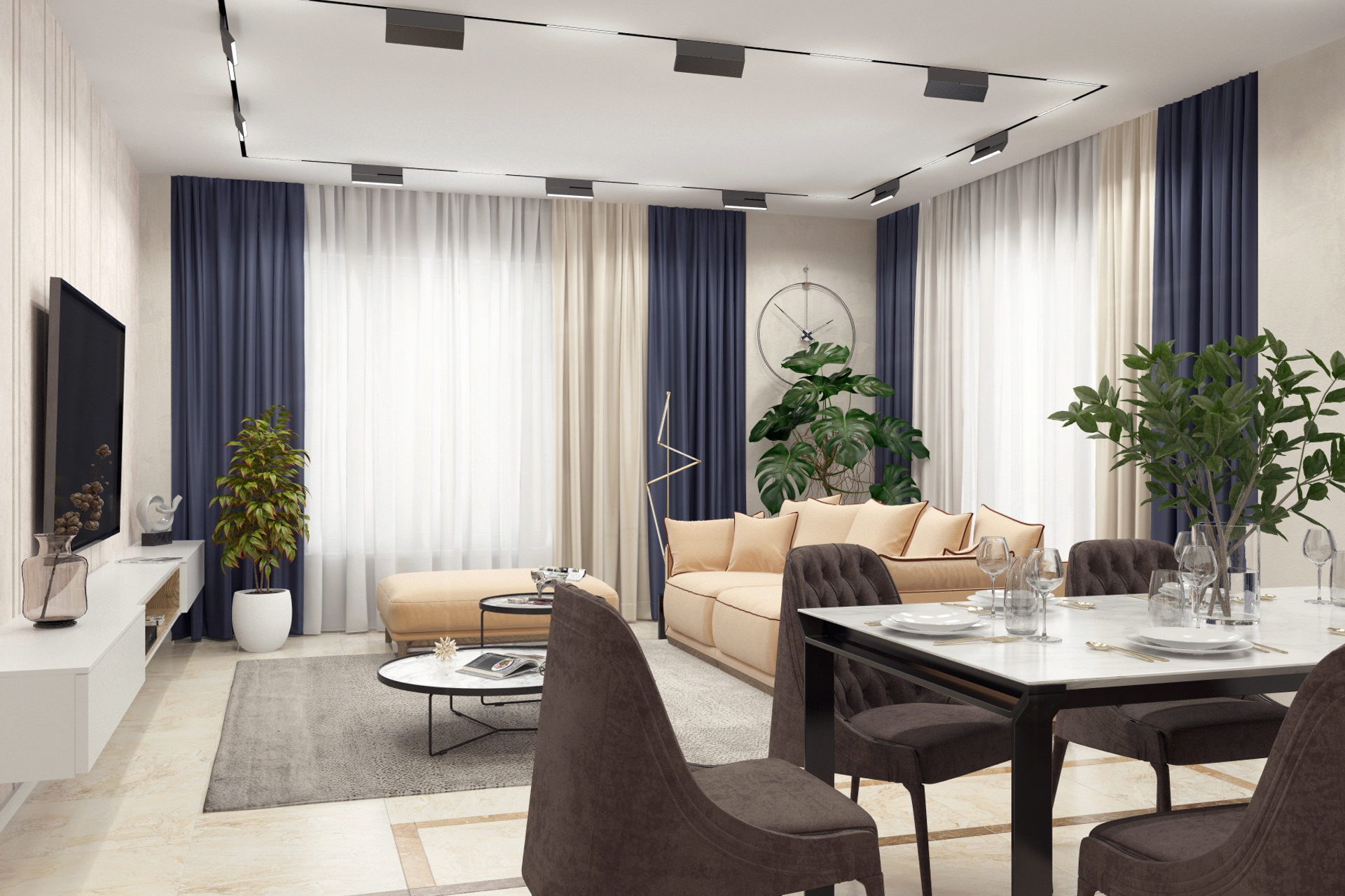 Лаконичный и комфортный интерьер, 107 м²