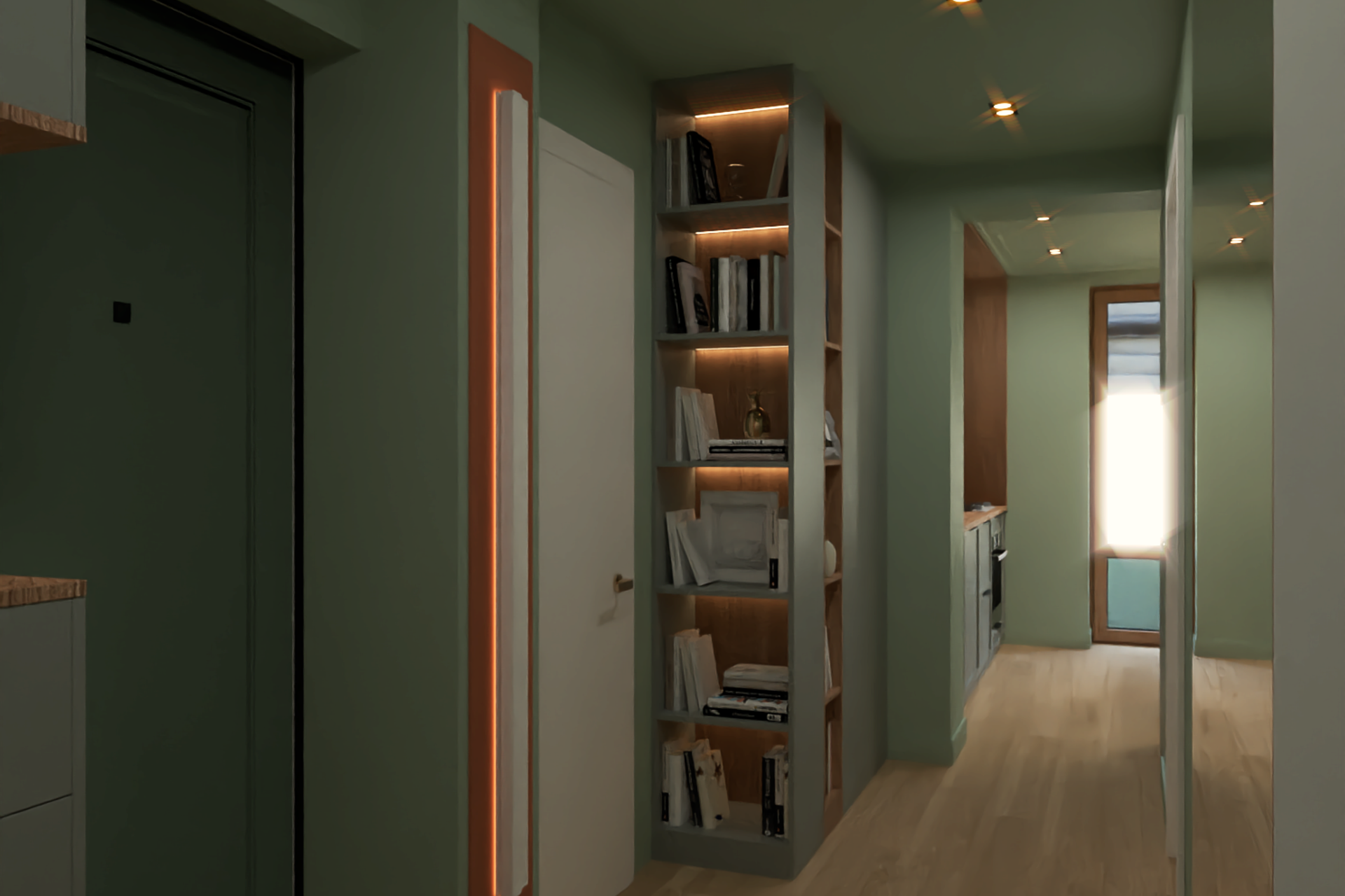 Квартира с темной кухней. Дизайн интерьера в Крыму