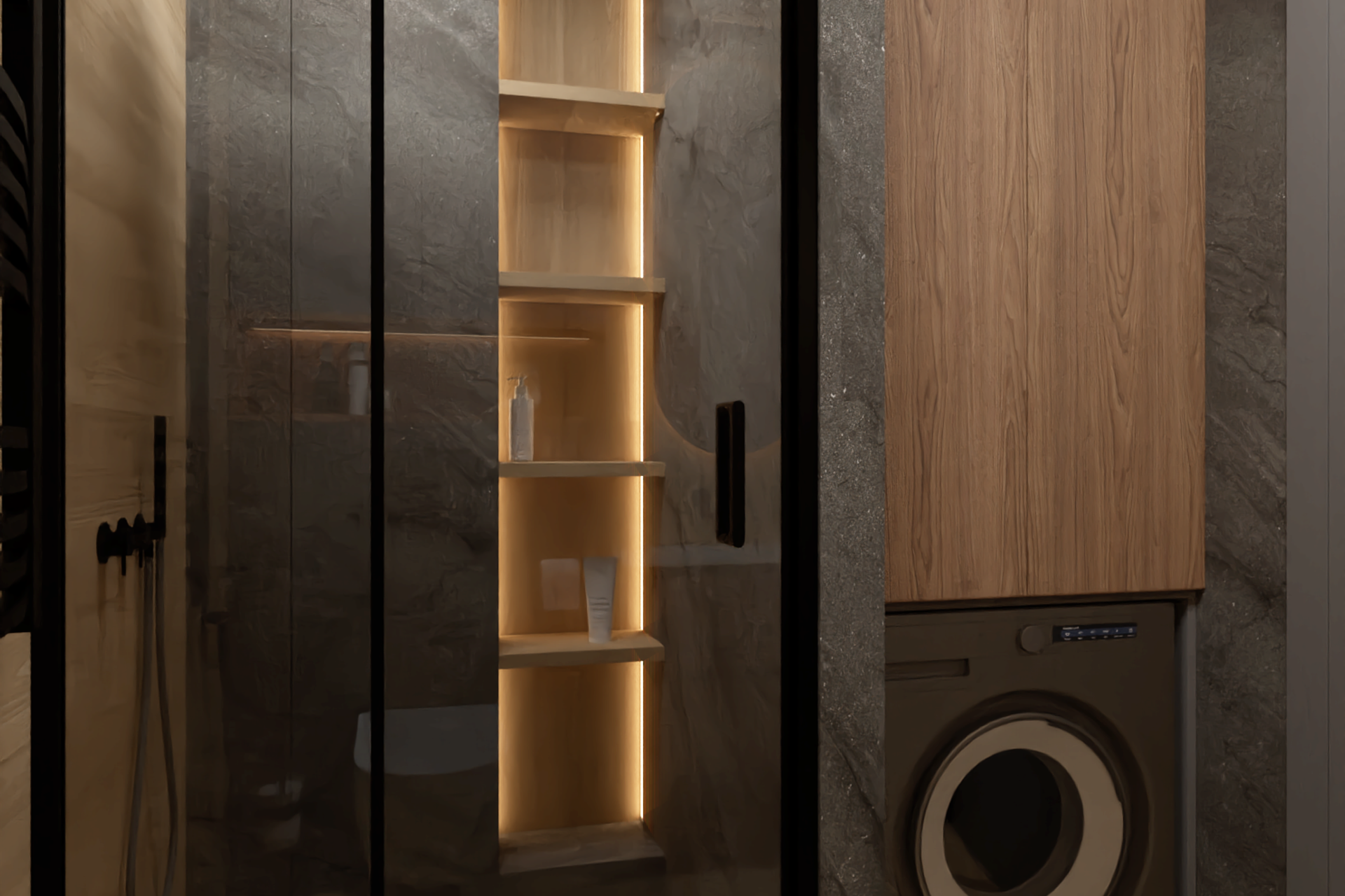 Квартира с темной кухней. Дизайн интерьера в Крыму