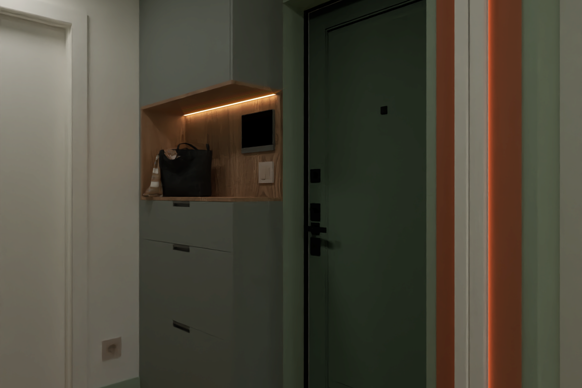 Квартира с темной кухней. Дизайн интерьера в Крыму