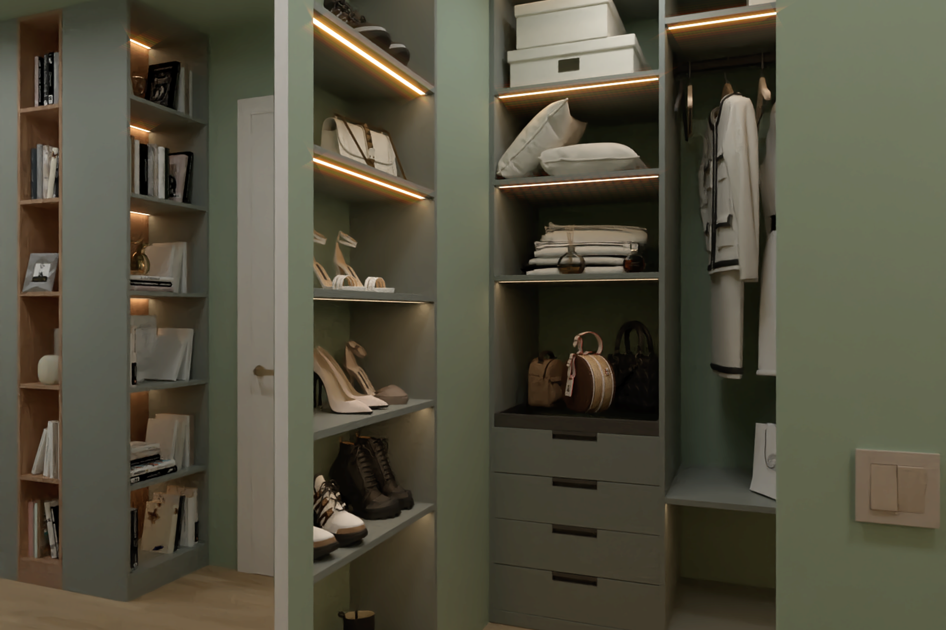 Квартира с темной кухней. Дизайн интерьера в Крыму