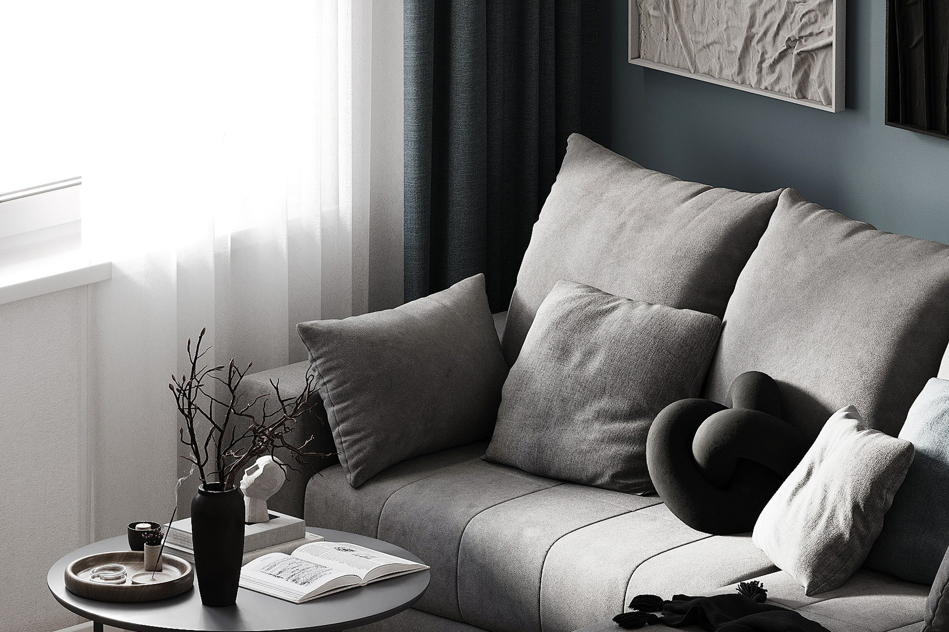 Монохромная квартира 50 м² для обаятельного мужчины