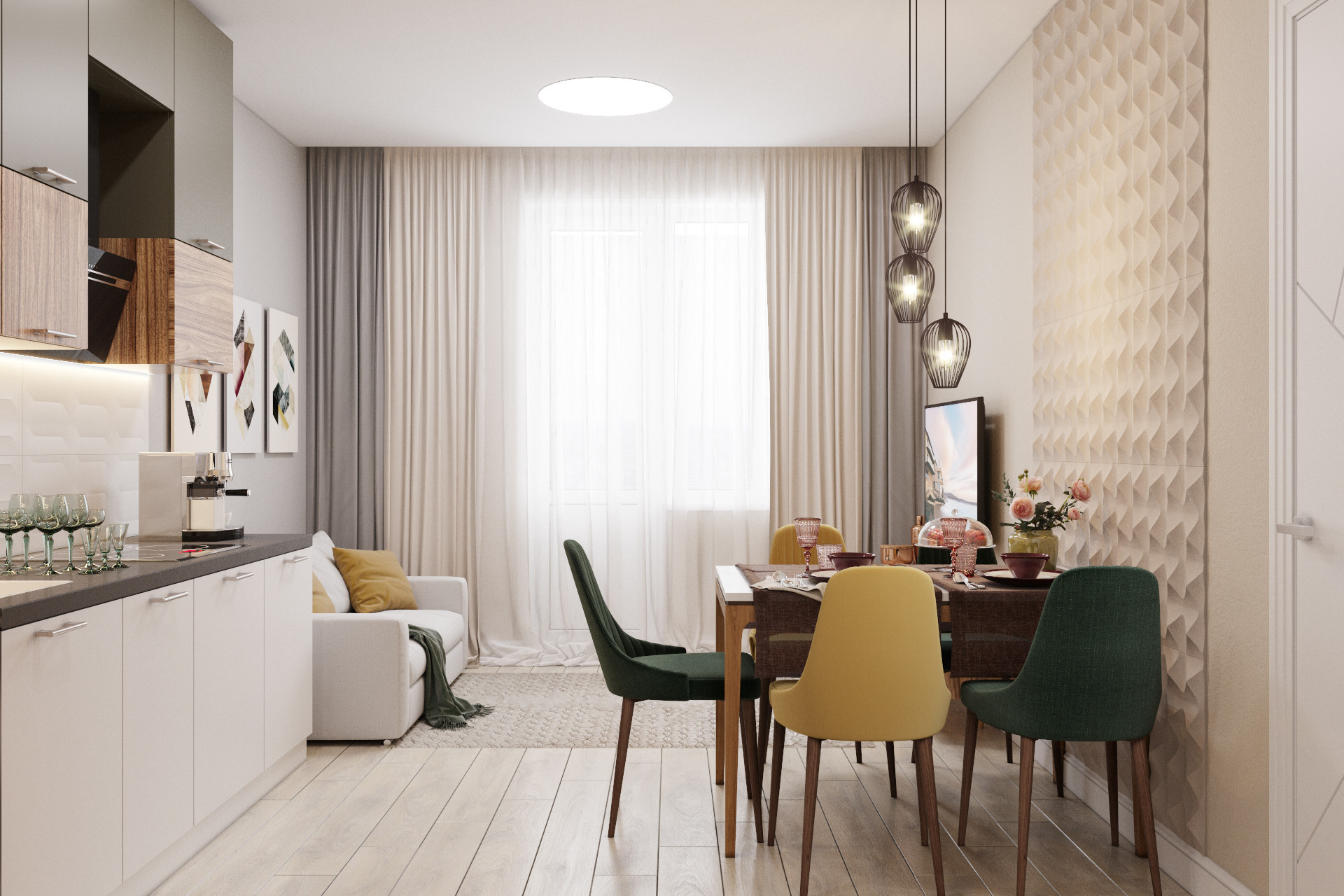 Яркая квартира для молодой пары