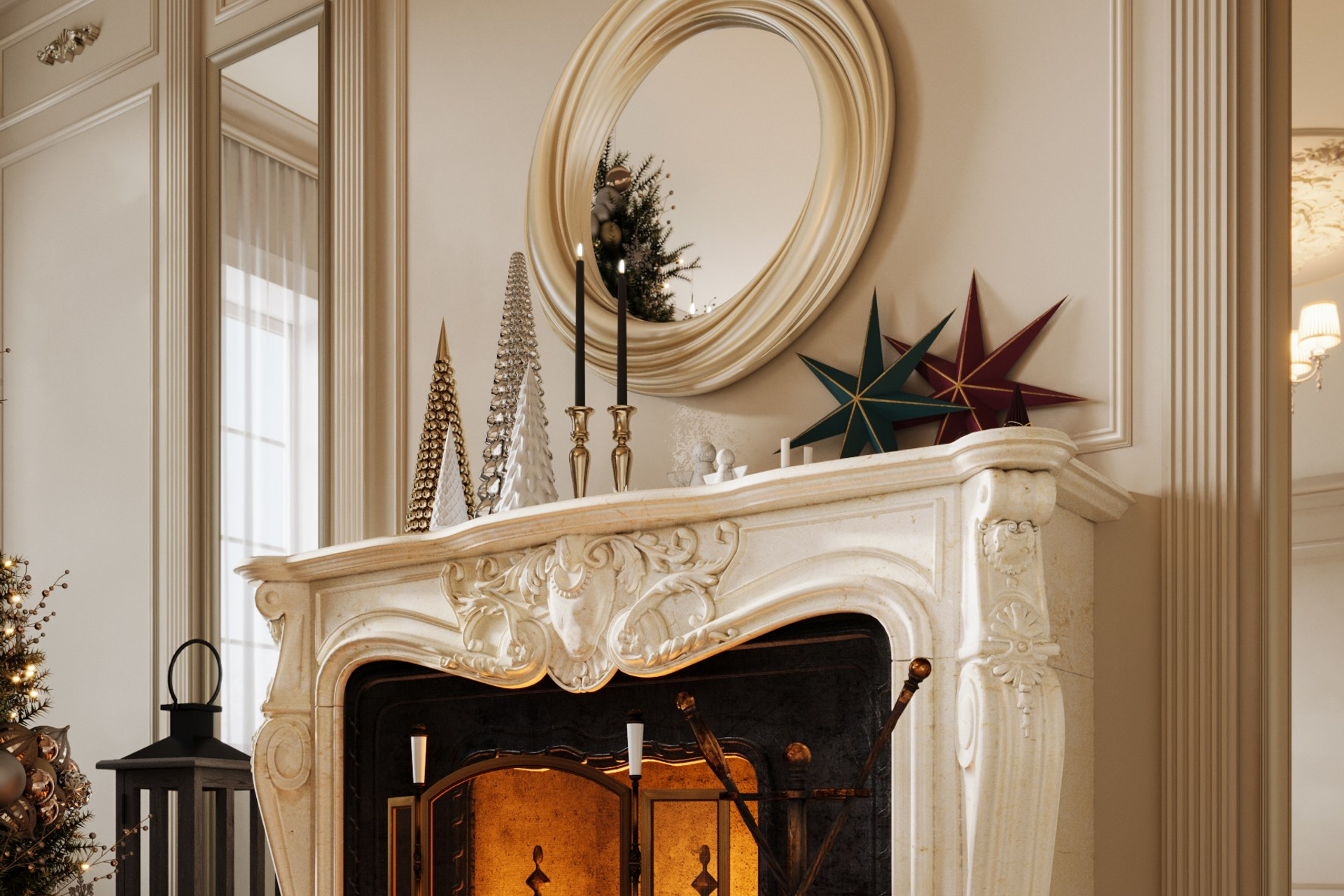 Классический интерьер ''Новый год''. ZH_VIS | 3D Визуализация интерьеров