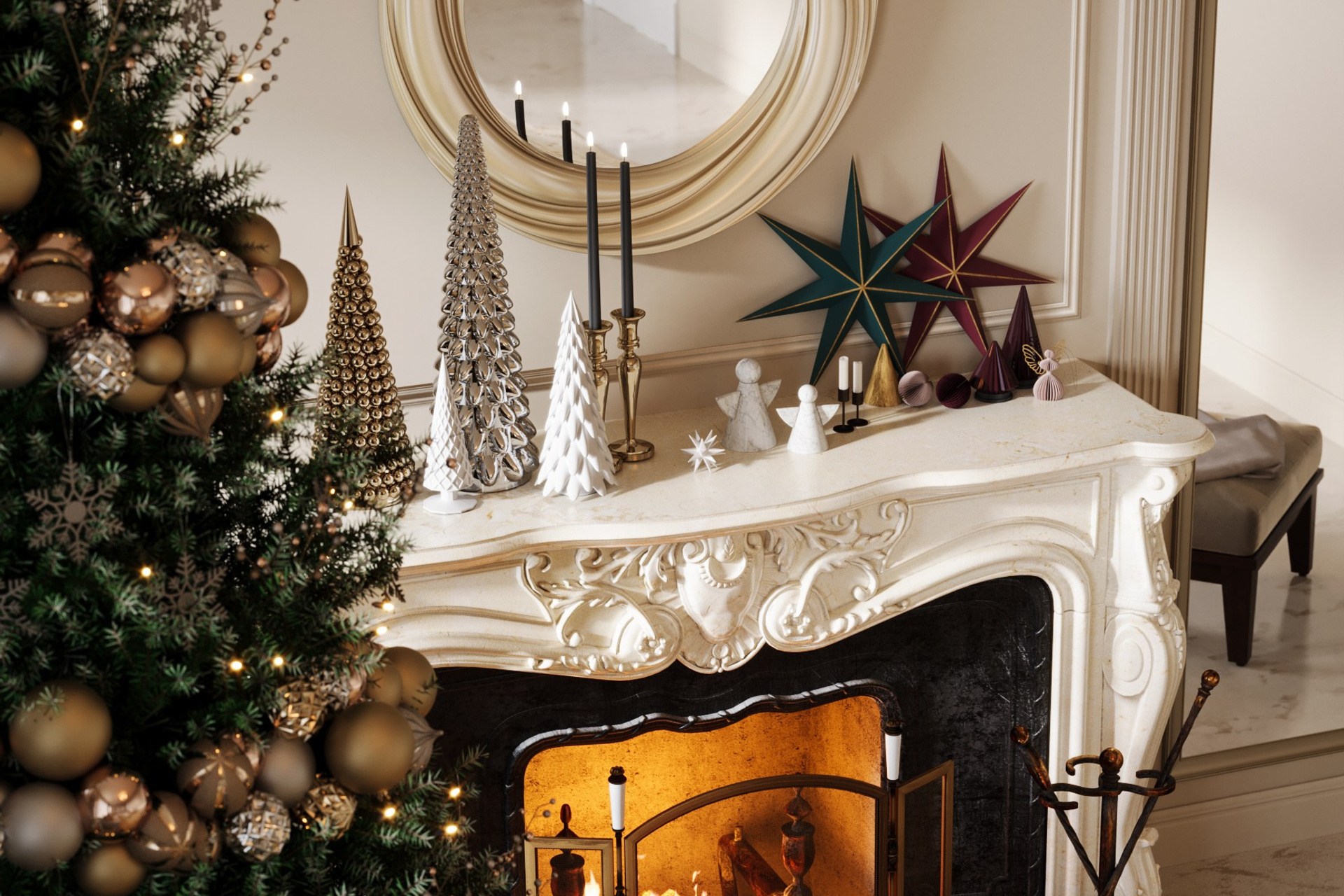 Классический интерьер ''Новый год''. ZH_VIS | 3D Визуализация интерьеров