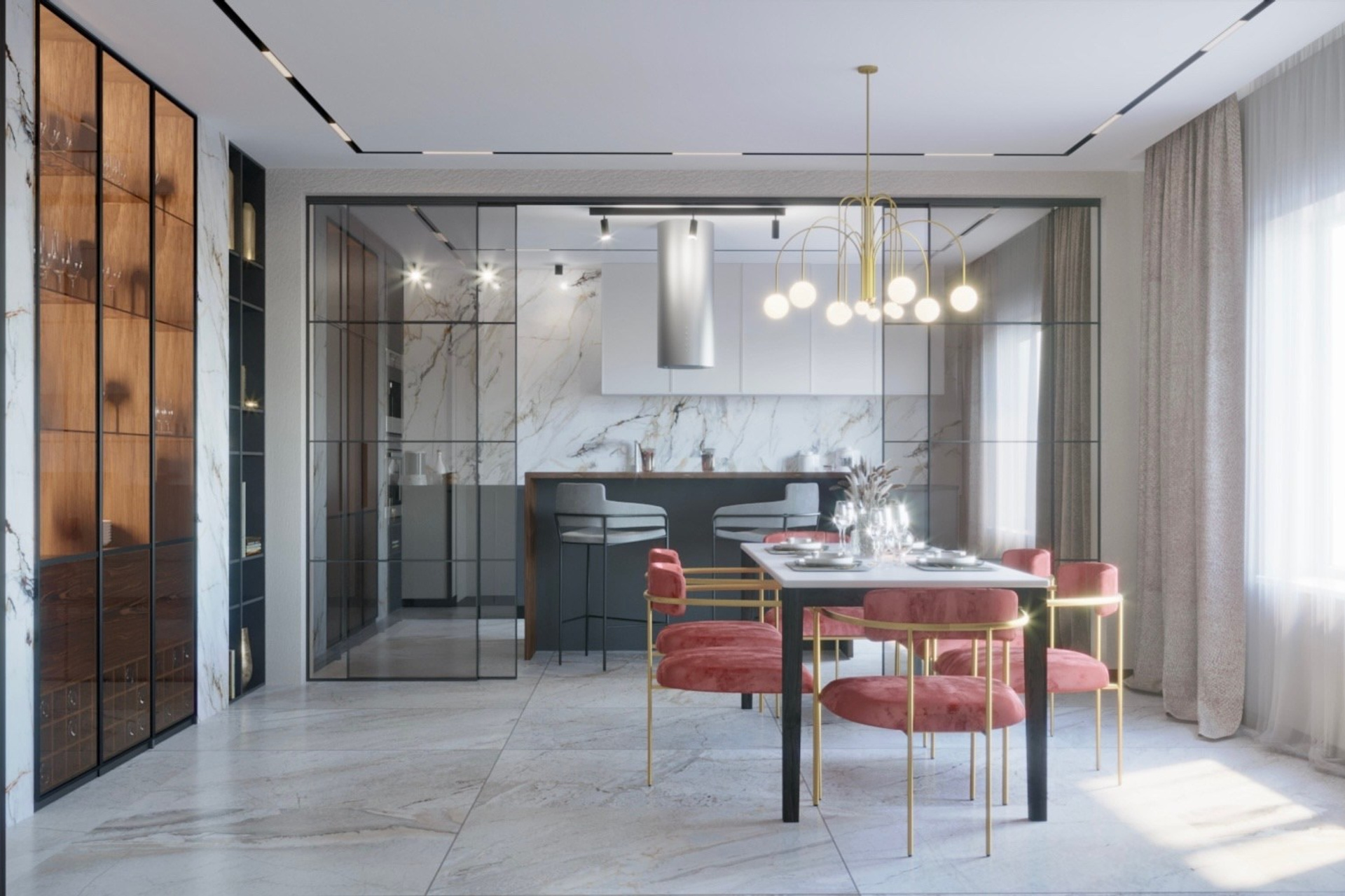 Кухня-гостиная, сан.узел и детская из частного дома в КП «Киварин Ручей»