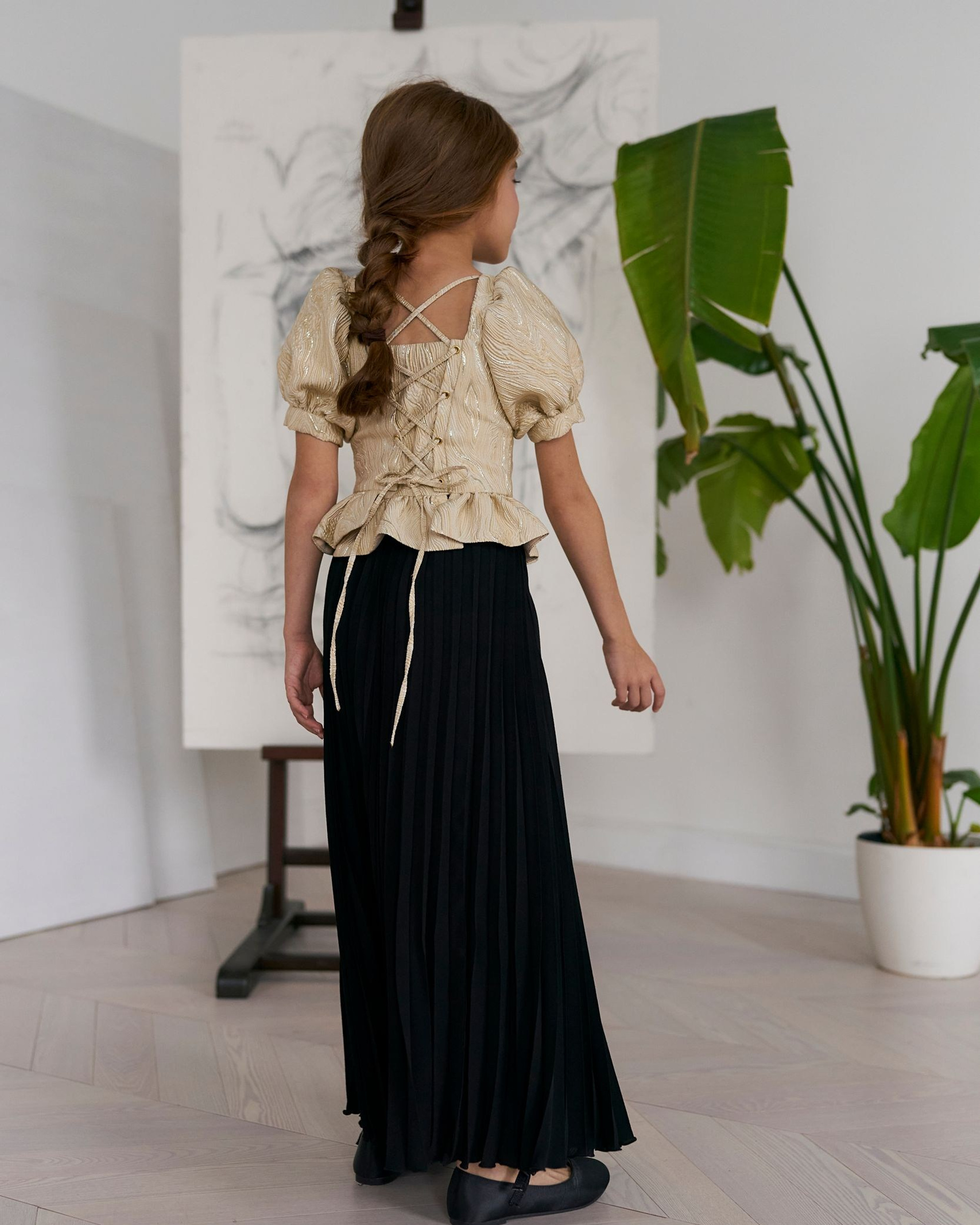 Юбка в пол ‘Gaufré’ Noire в черном оттенке