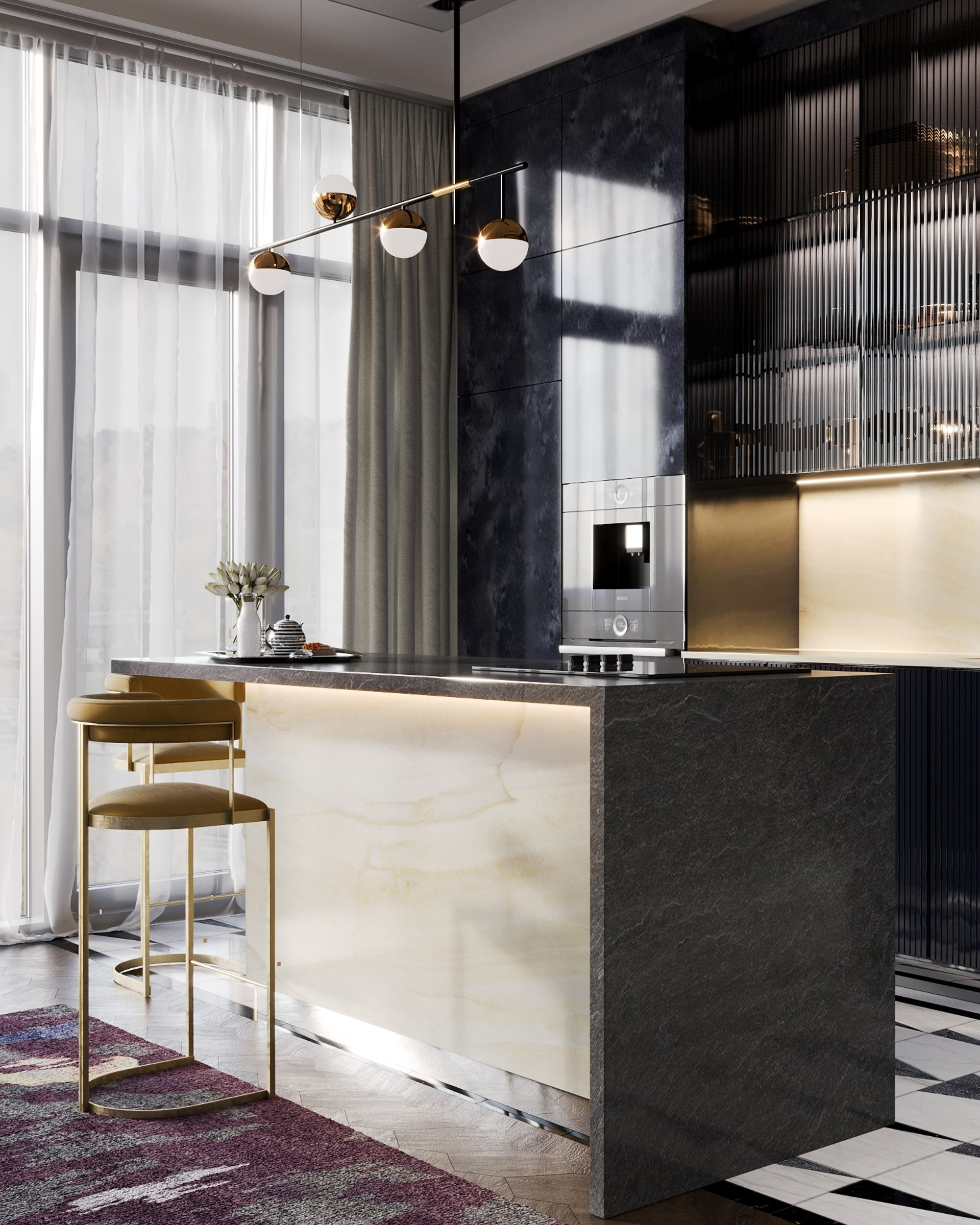 Кухня — гостиная в аппартаментах. Клиент Таранова Инга