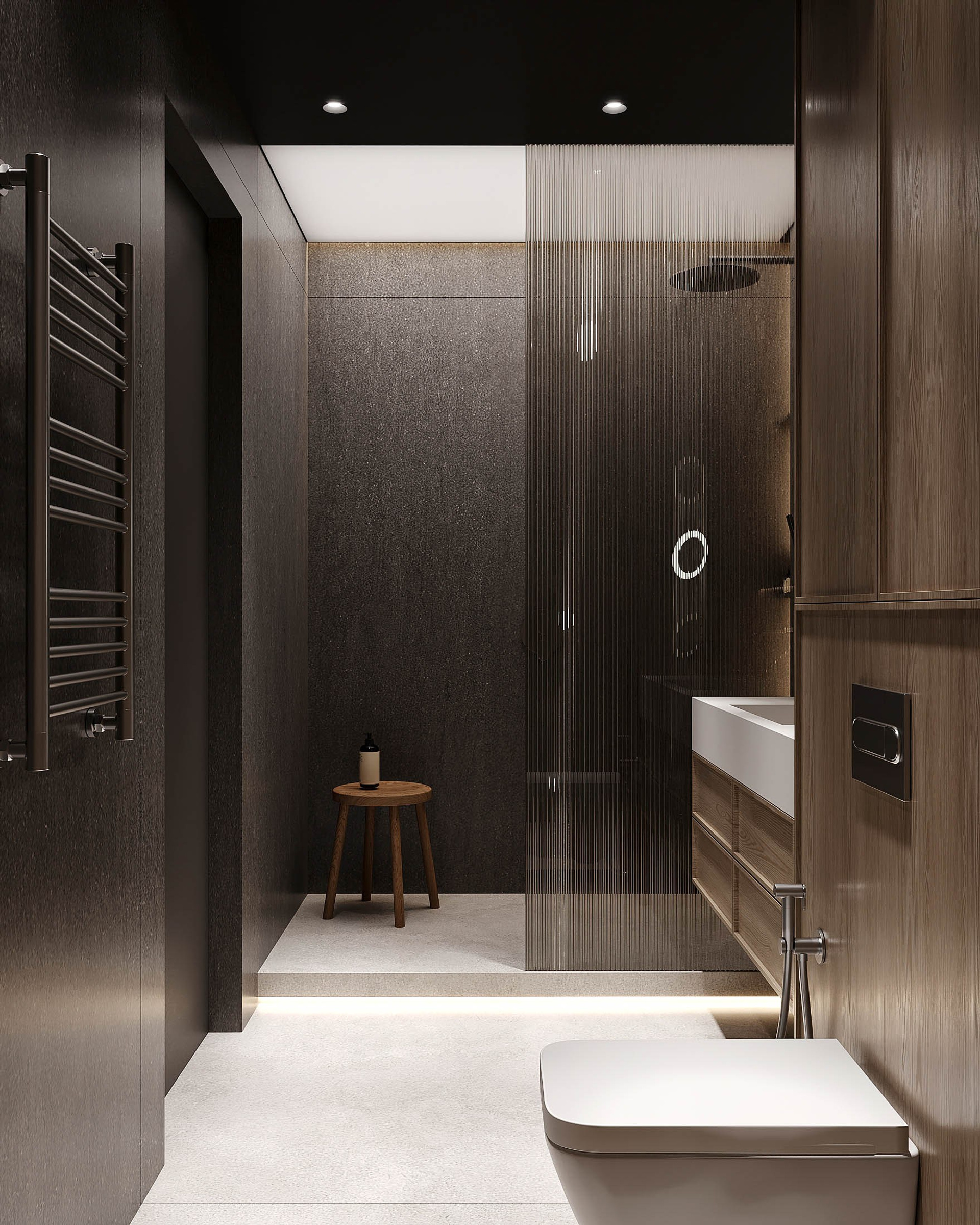 Гостевой санузел в проекте двухуровневой квартиры 150 м²/ Дизайнер: Ольга Дроздова