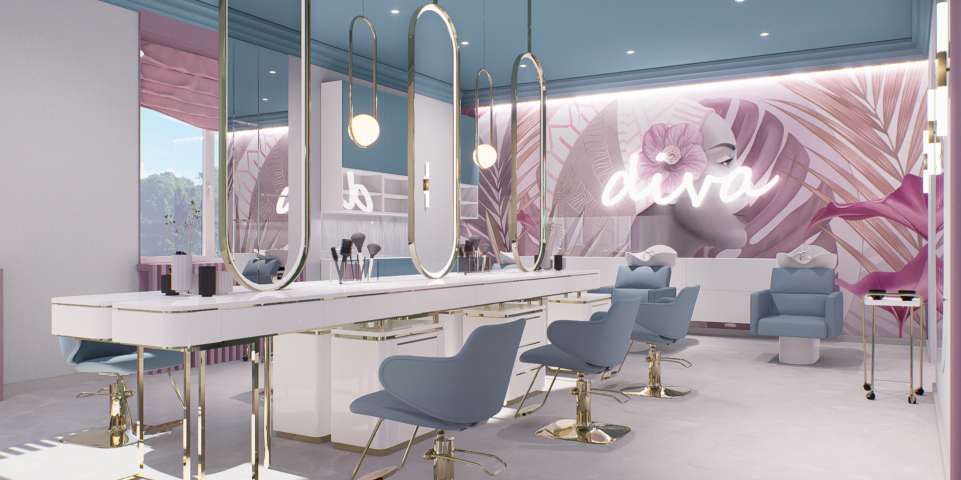 Парикмахерская в стиле китч