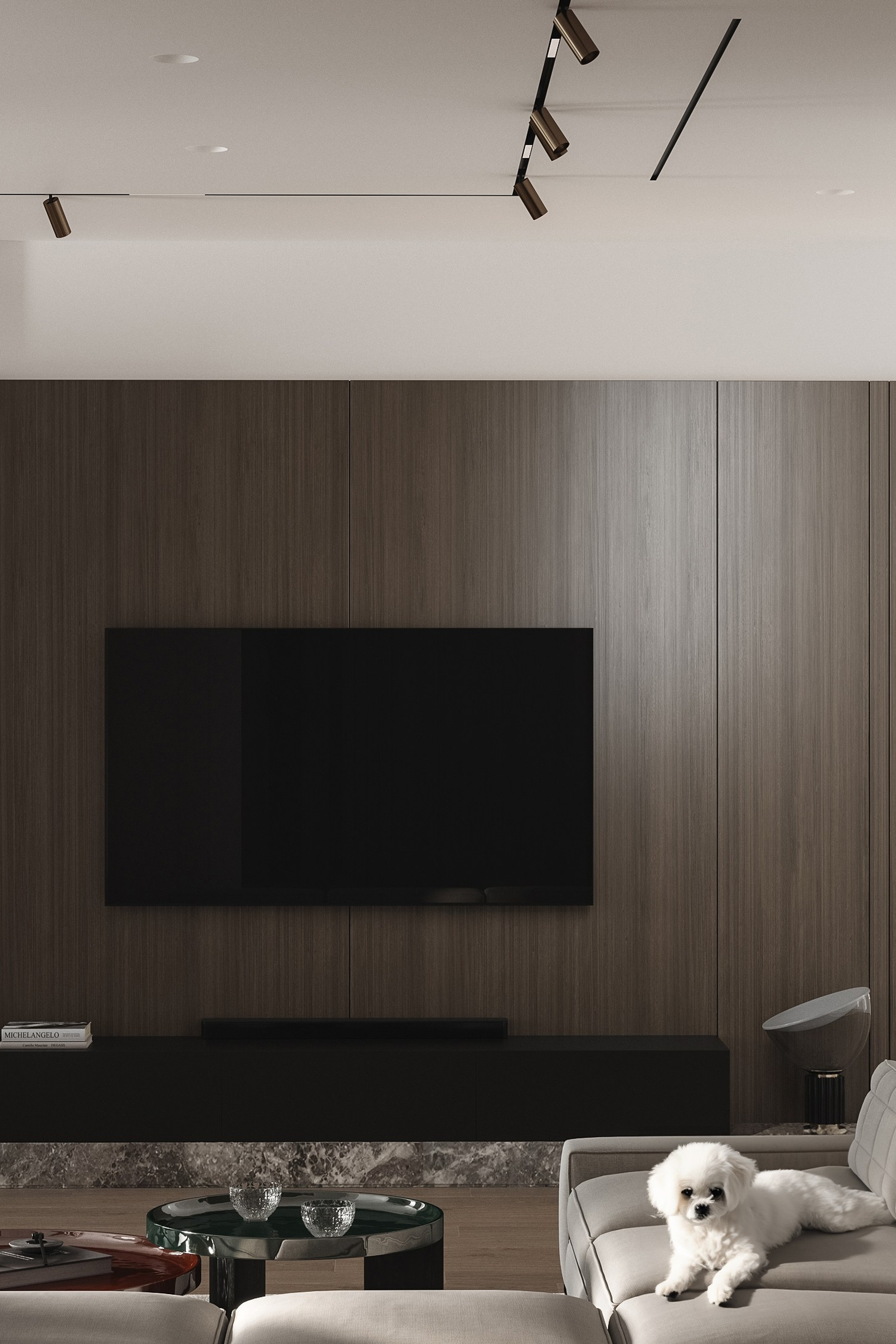 Визуализация кухни-гостиной. Дизайнеры: Мария Обухова, Елена Кузнецова