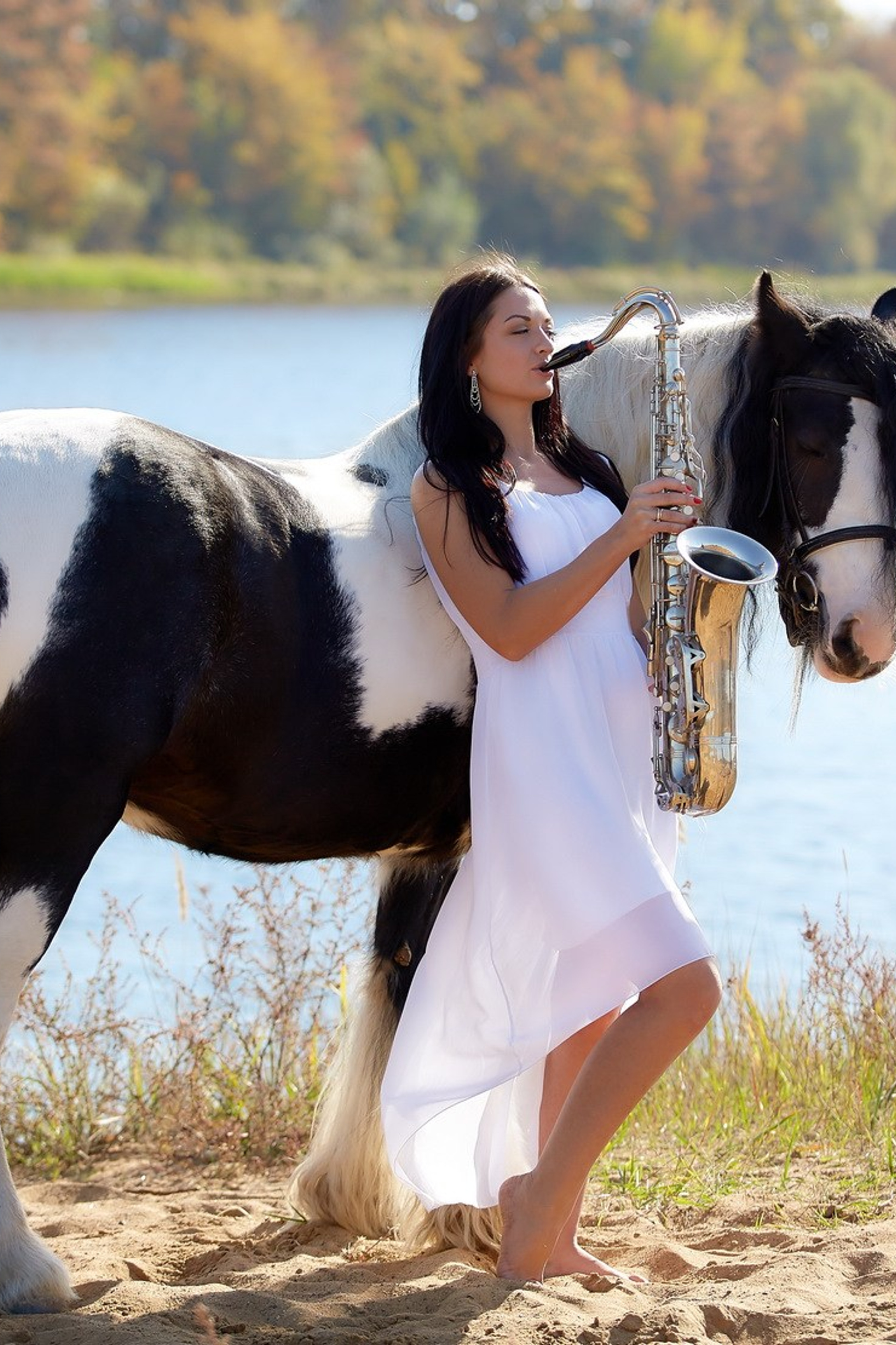 Фотосессия с&nbsp;лошадьми&nbsp;и&nbsp;саксофоном Фотограф Михаил Семенов г.&nbsp;Ярославль