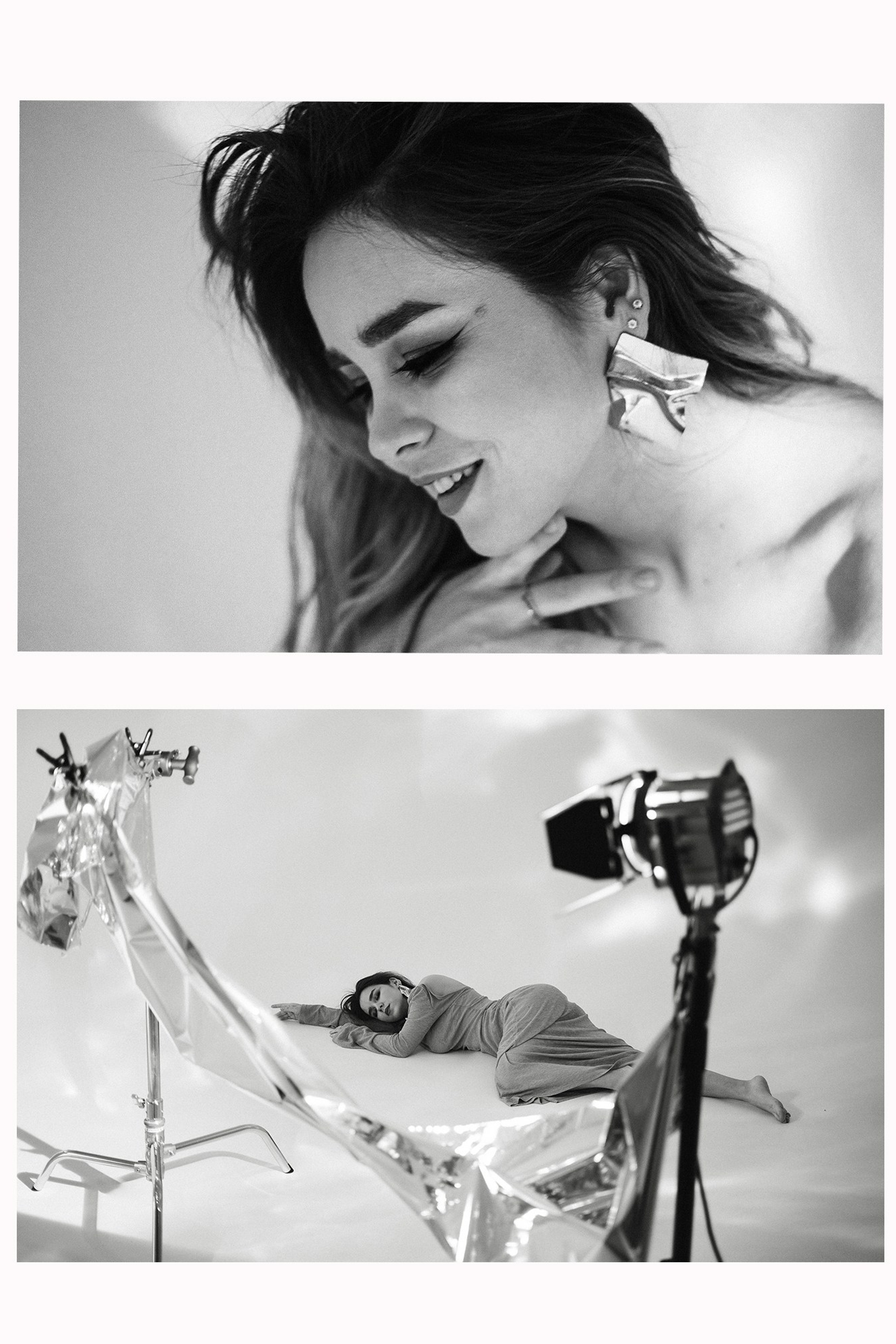 Алина — портретная съемка на циклораме с использованием гибкого зеркала. Фотограф в Екатеринбурге Мария Меньщикова