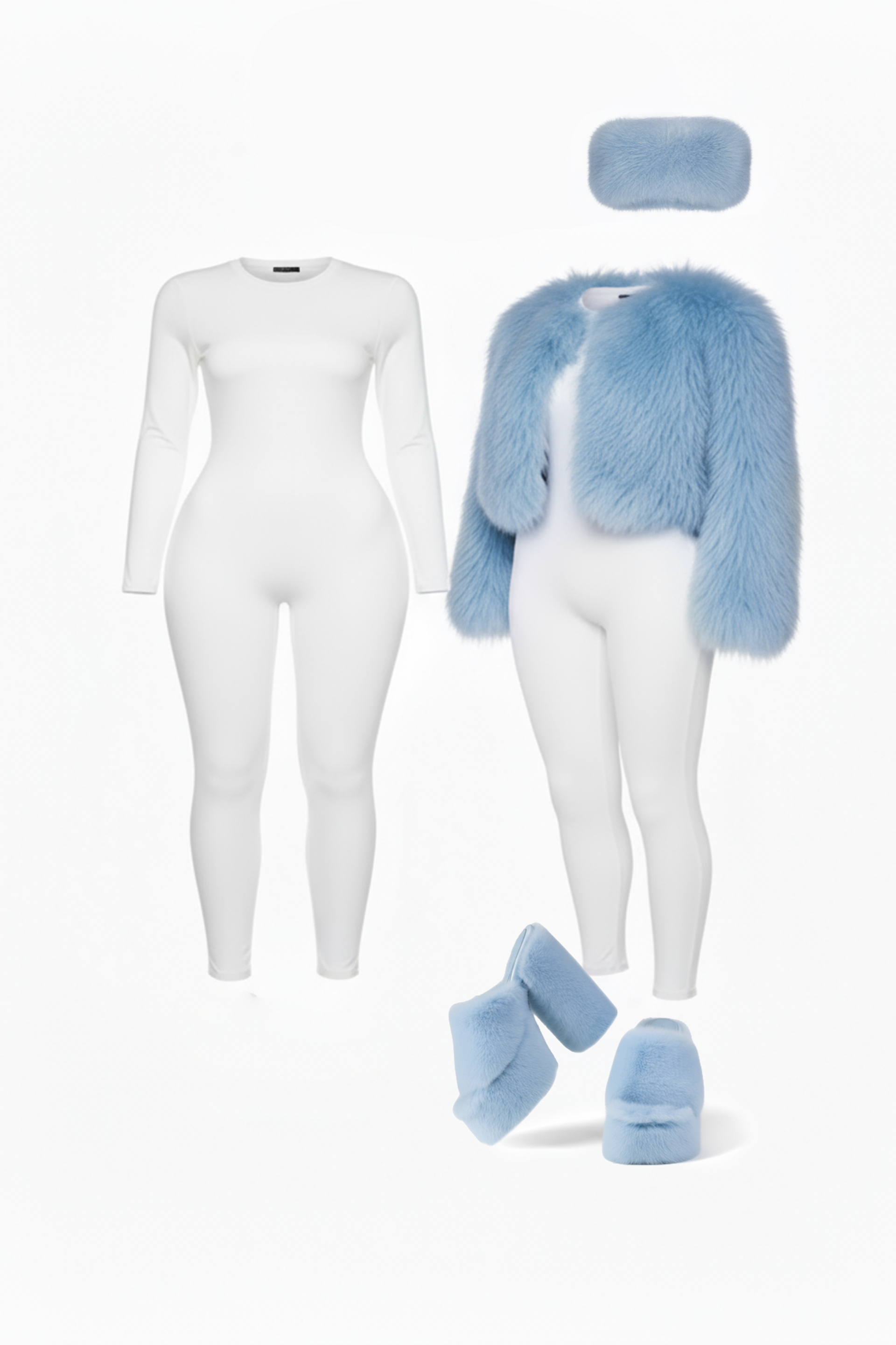 Образ с&nbsp;голубой натуральной шубой