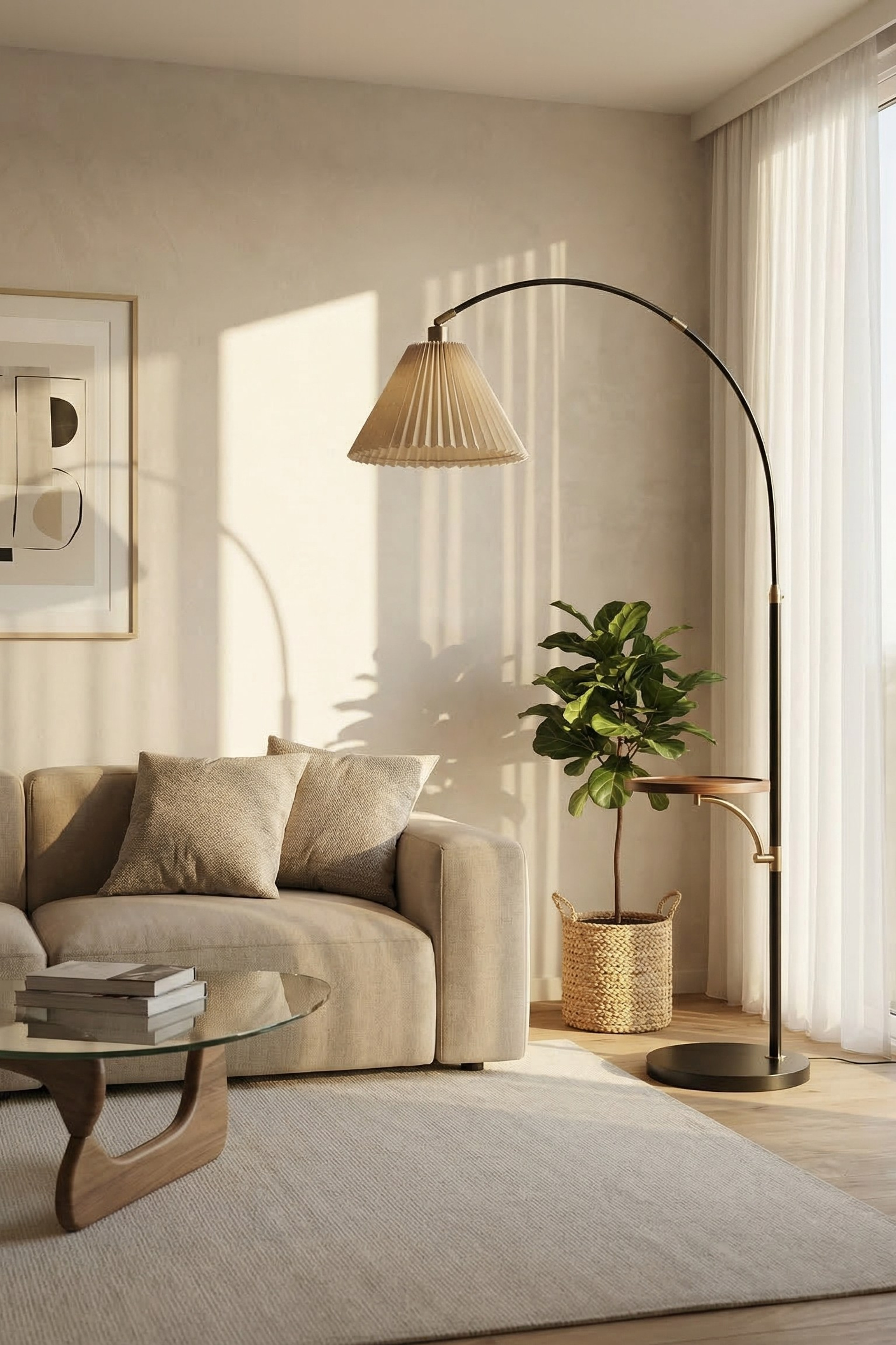 генерация карточки товара "Торшер" для маркет-плейса. Задача была реалистично вписать торшер в интерьер