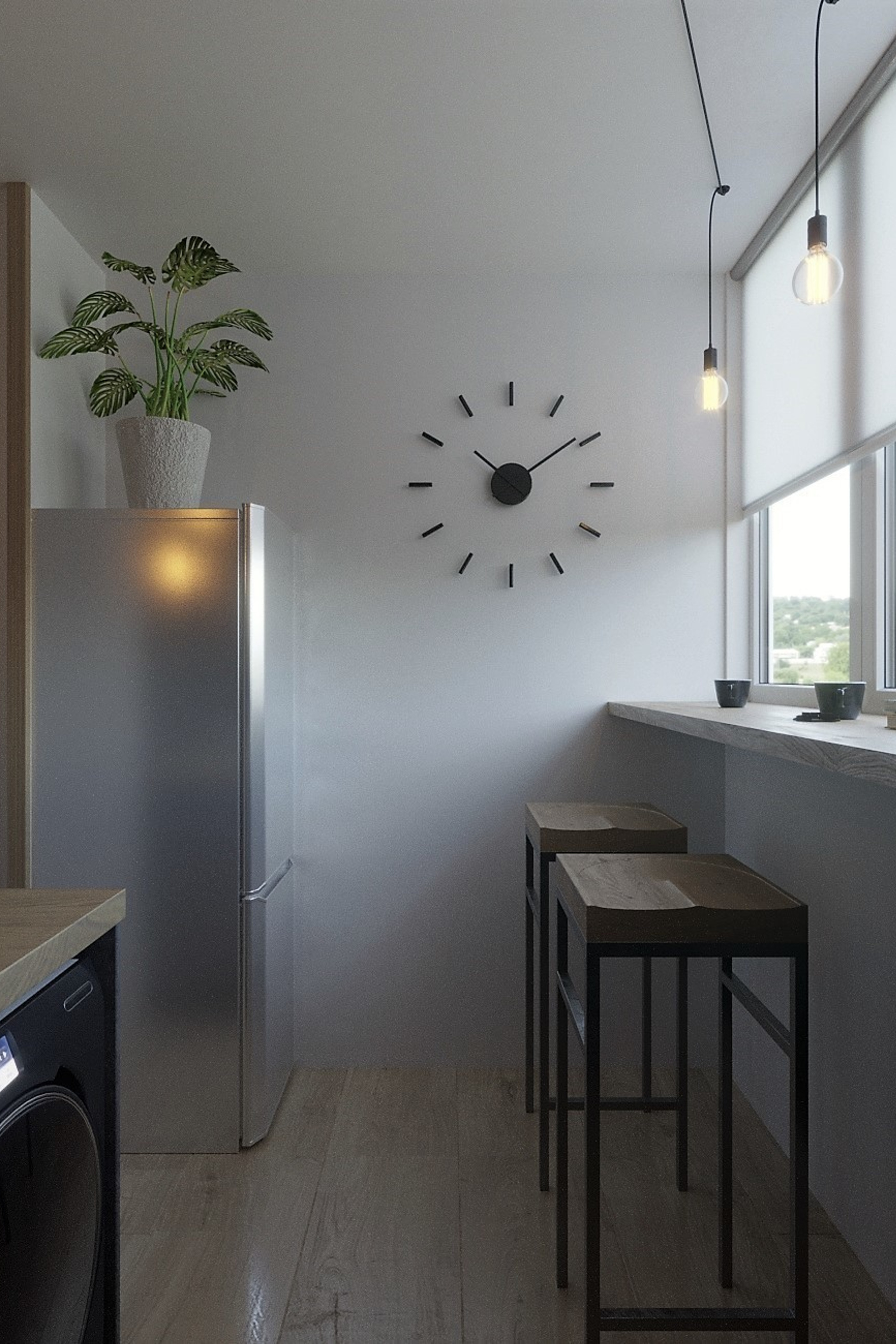 Кухня 5.5 м. кв. в стиле лофт.