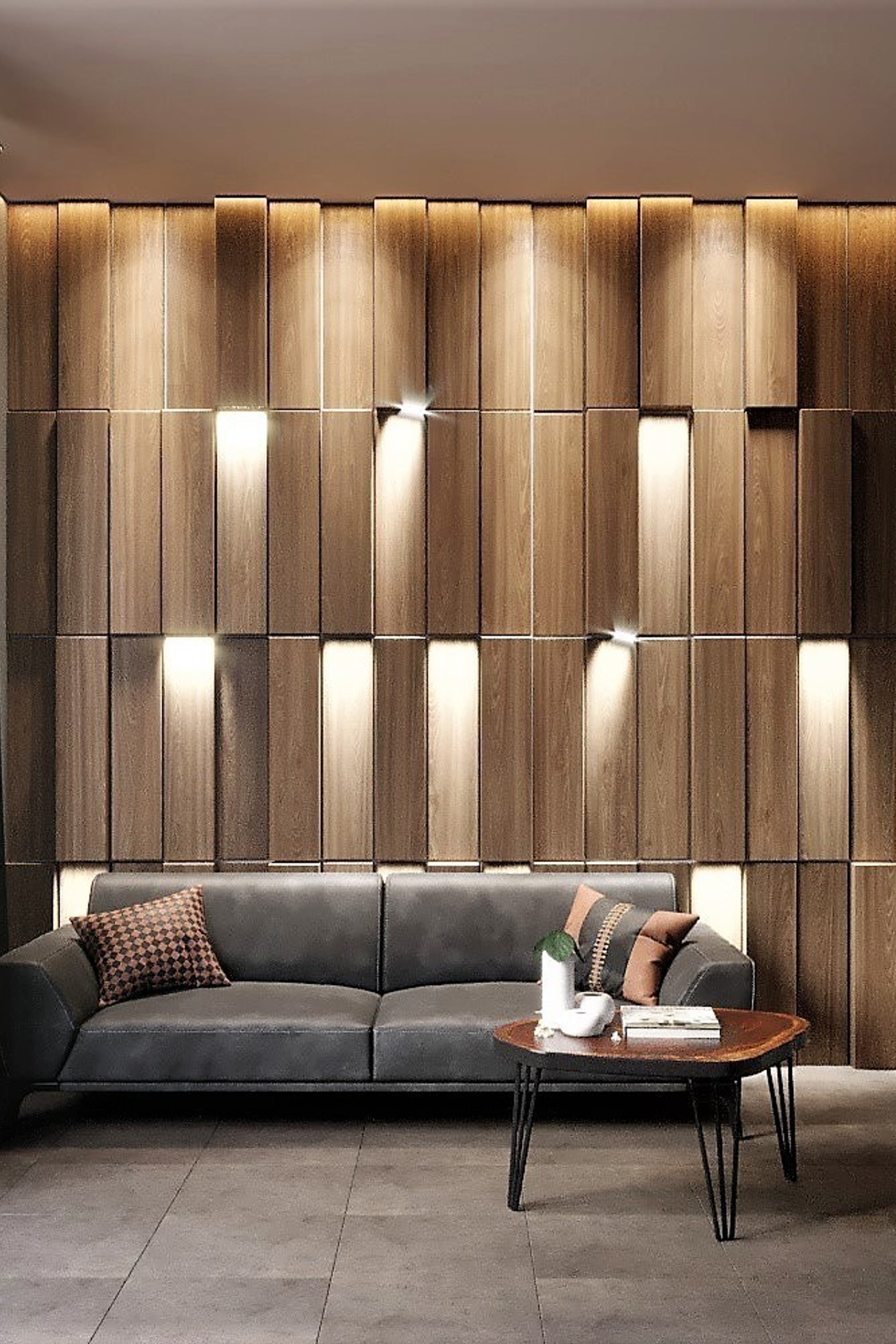 Шоурум деревянных панелей и мебели. Модерн.