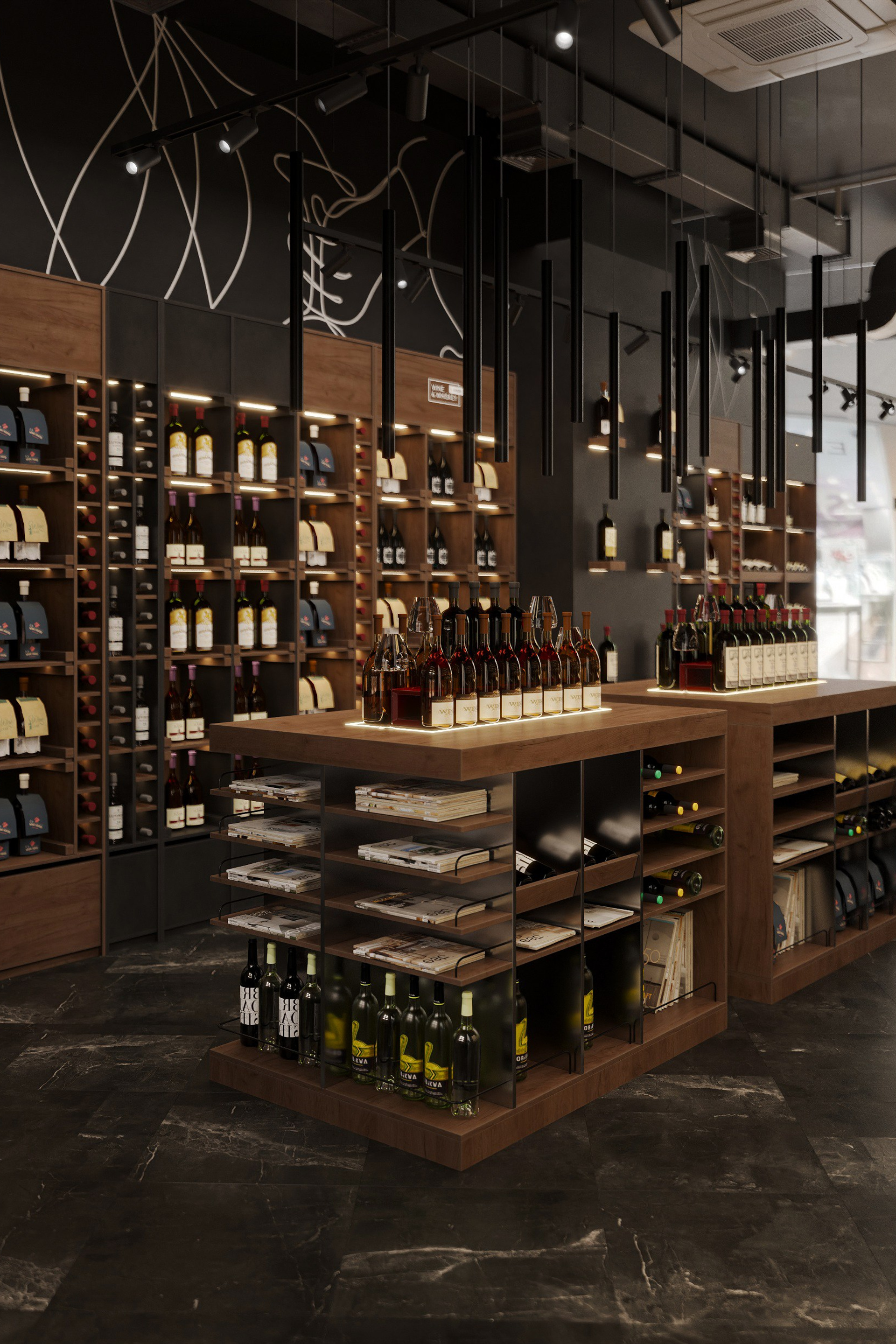 Дизайн интерьера бутика вина, г. Москва, 52 м². Ксения. 3D‑визуализатор