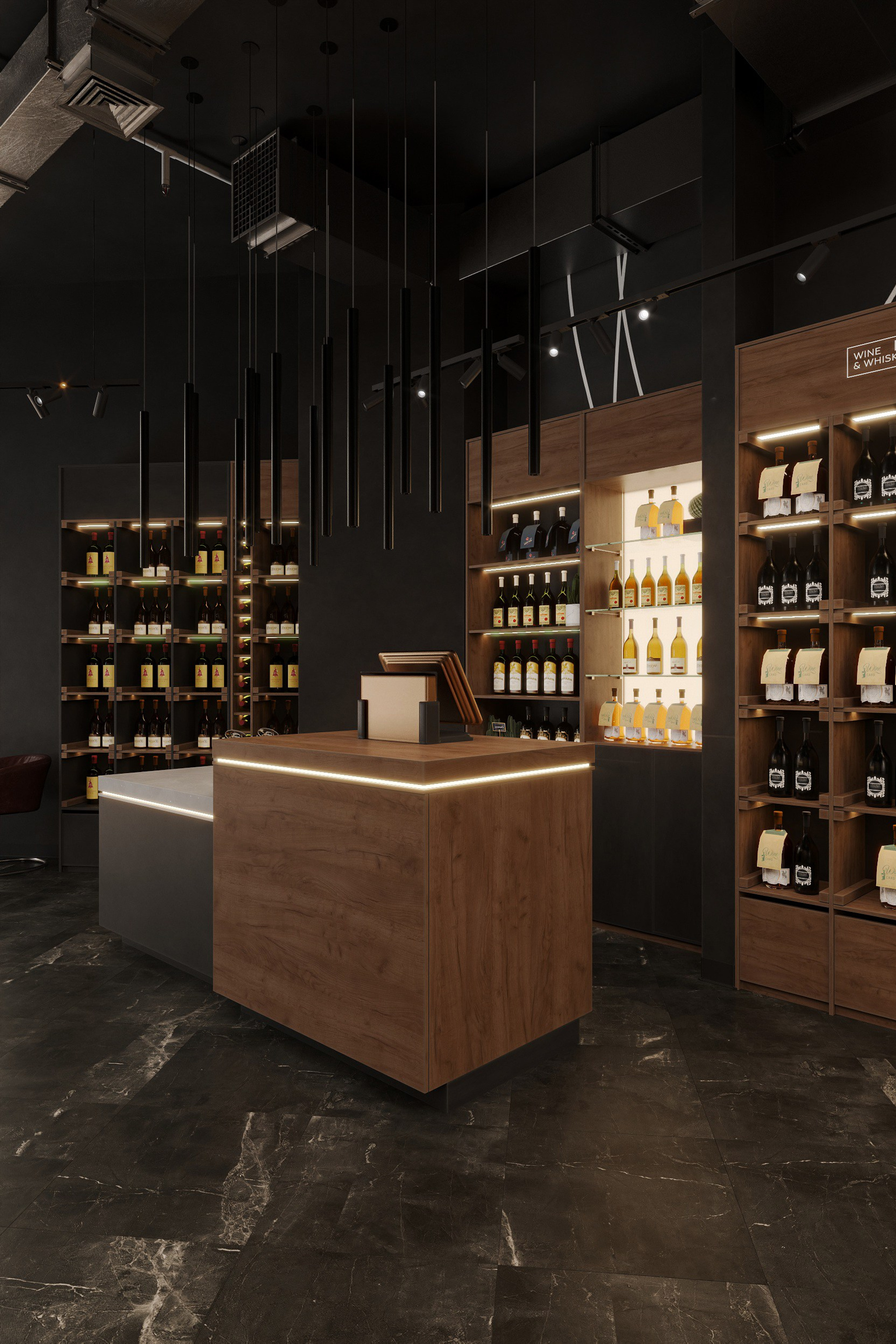 Дизайн интерьера бутика вина, г. Москва, 52 м². Ксения. 3D‑визуализатор