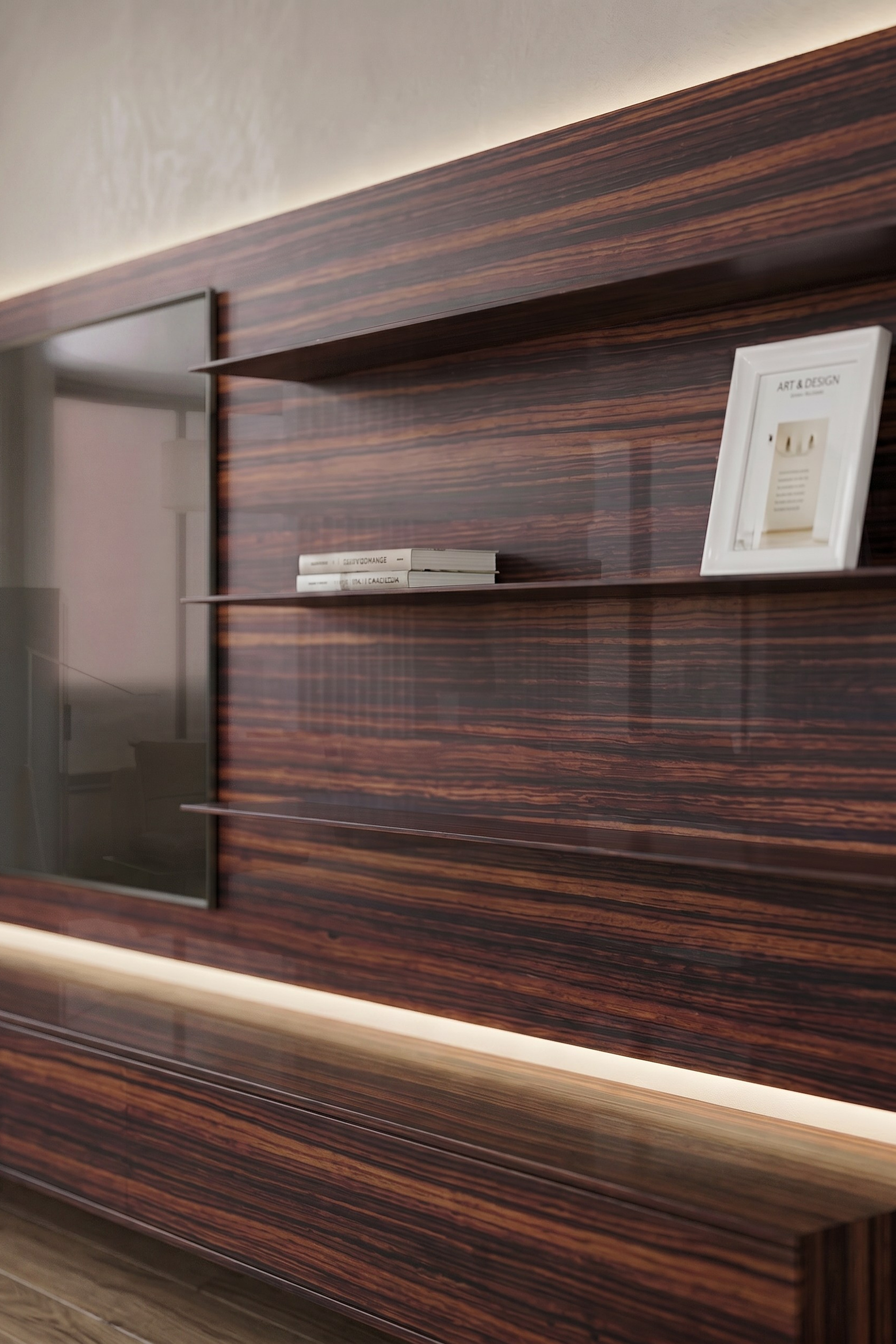 ПРОЕКТ • ЖК «ОСТРОВ» Квартира 119 м² 3D визуализация интерьера Гостиная / Living Room. Ксения. 3D‑визуализатор