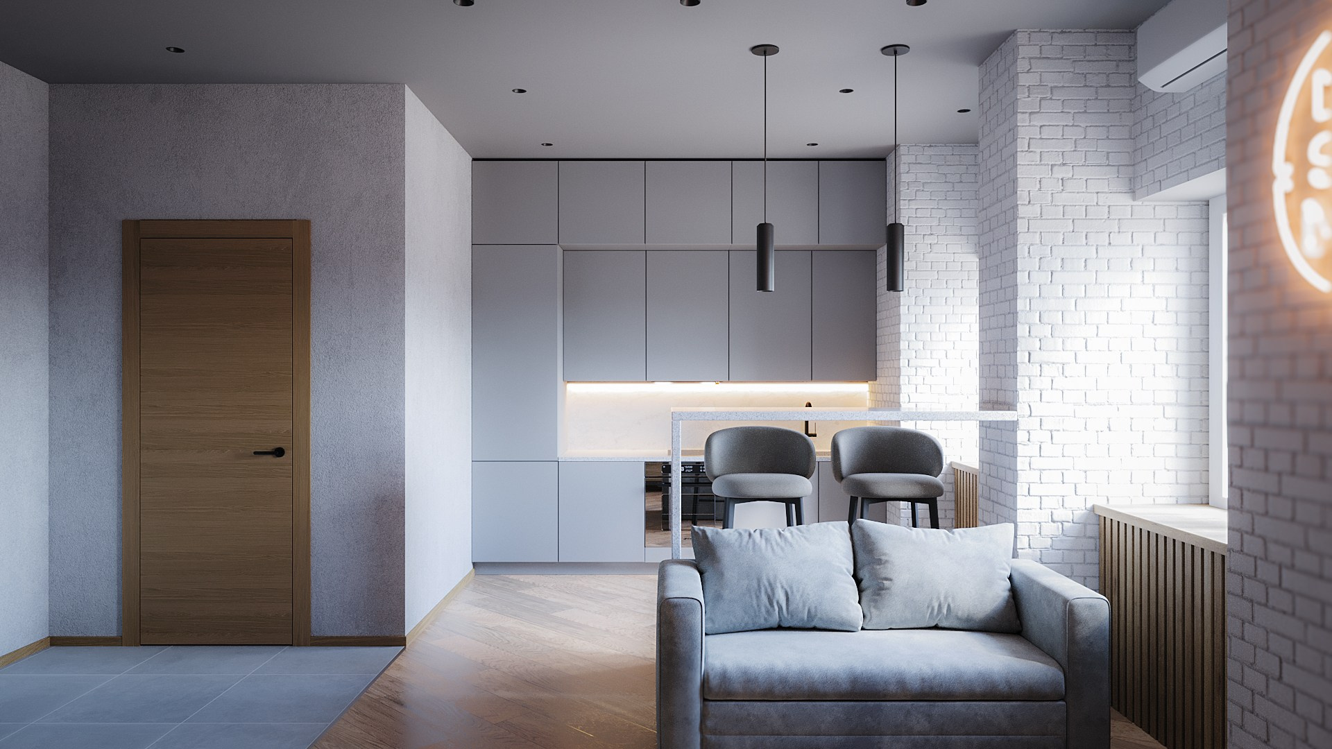 Визуализация интерьера квартиры-студии