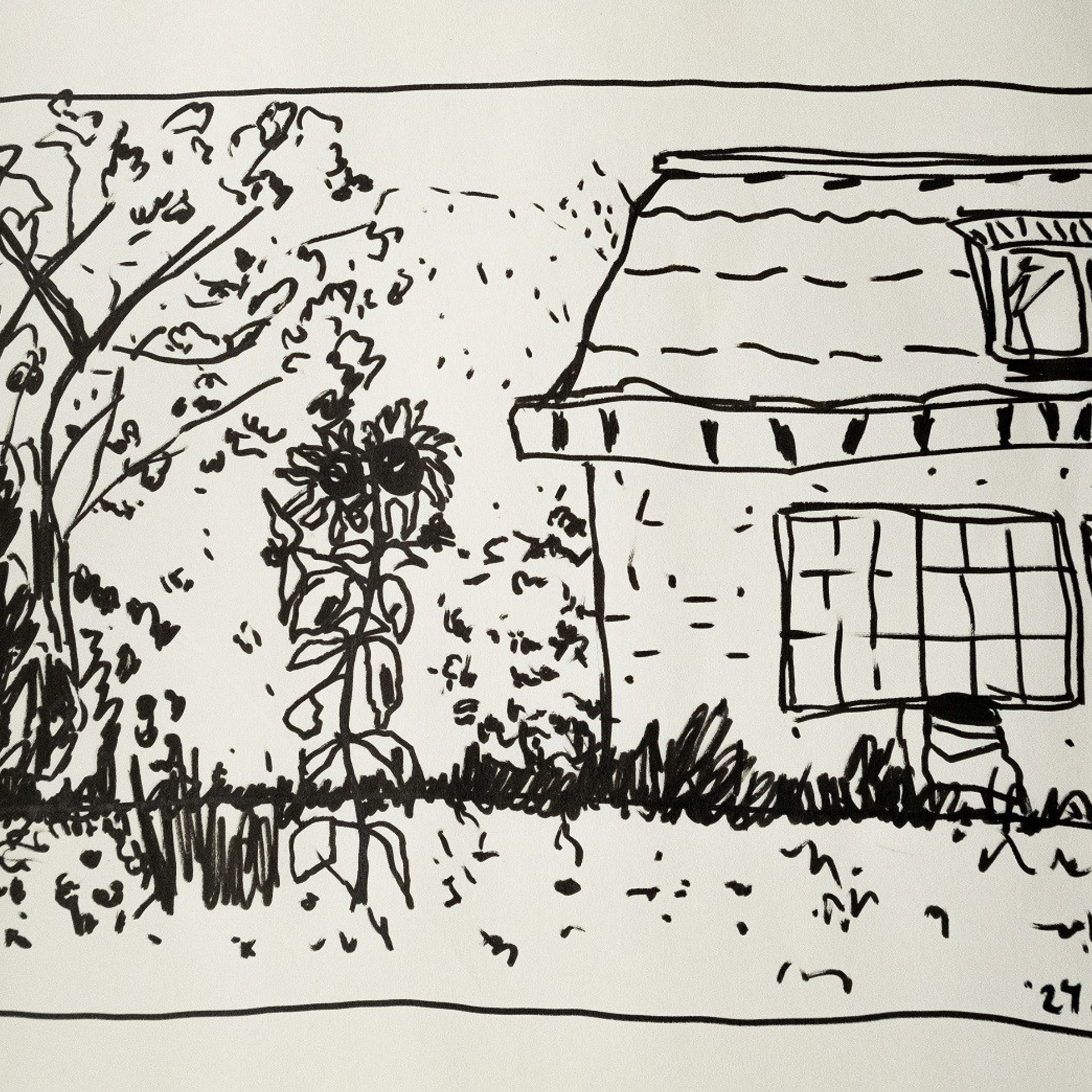 Без названия. Серия "Дачная", бумага, маркер, 29,7х21, 2024