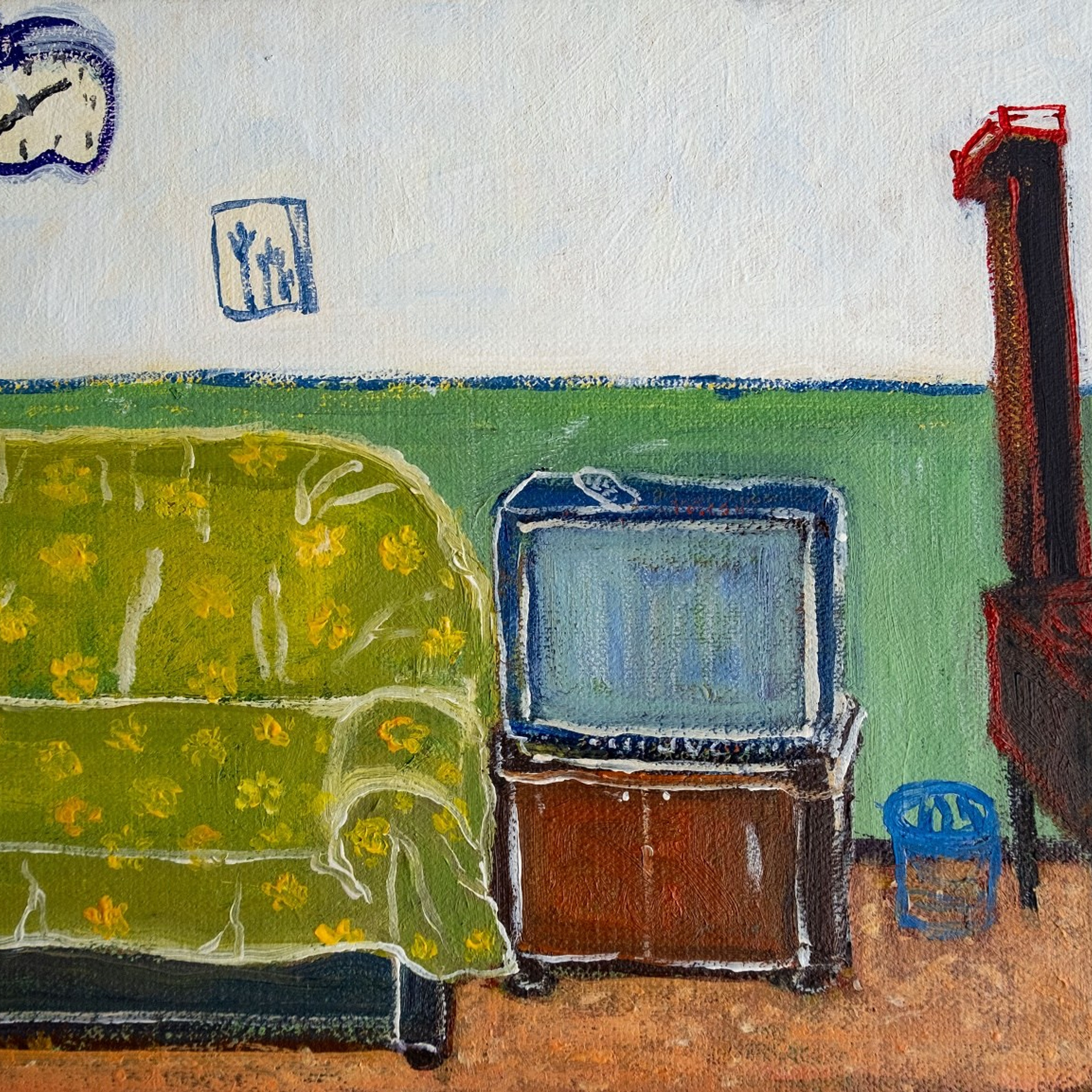 Тот самый диван. Холст, темпера, акрил,  20х30, 2025.