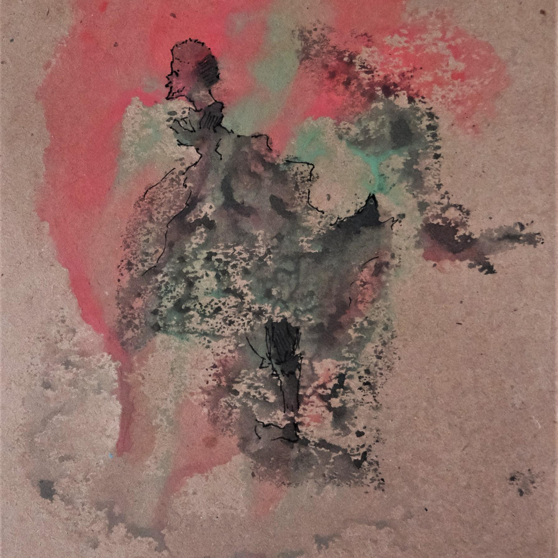 абстрактное изображение в технике монотипия в образе графа