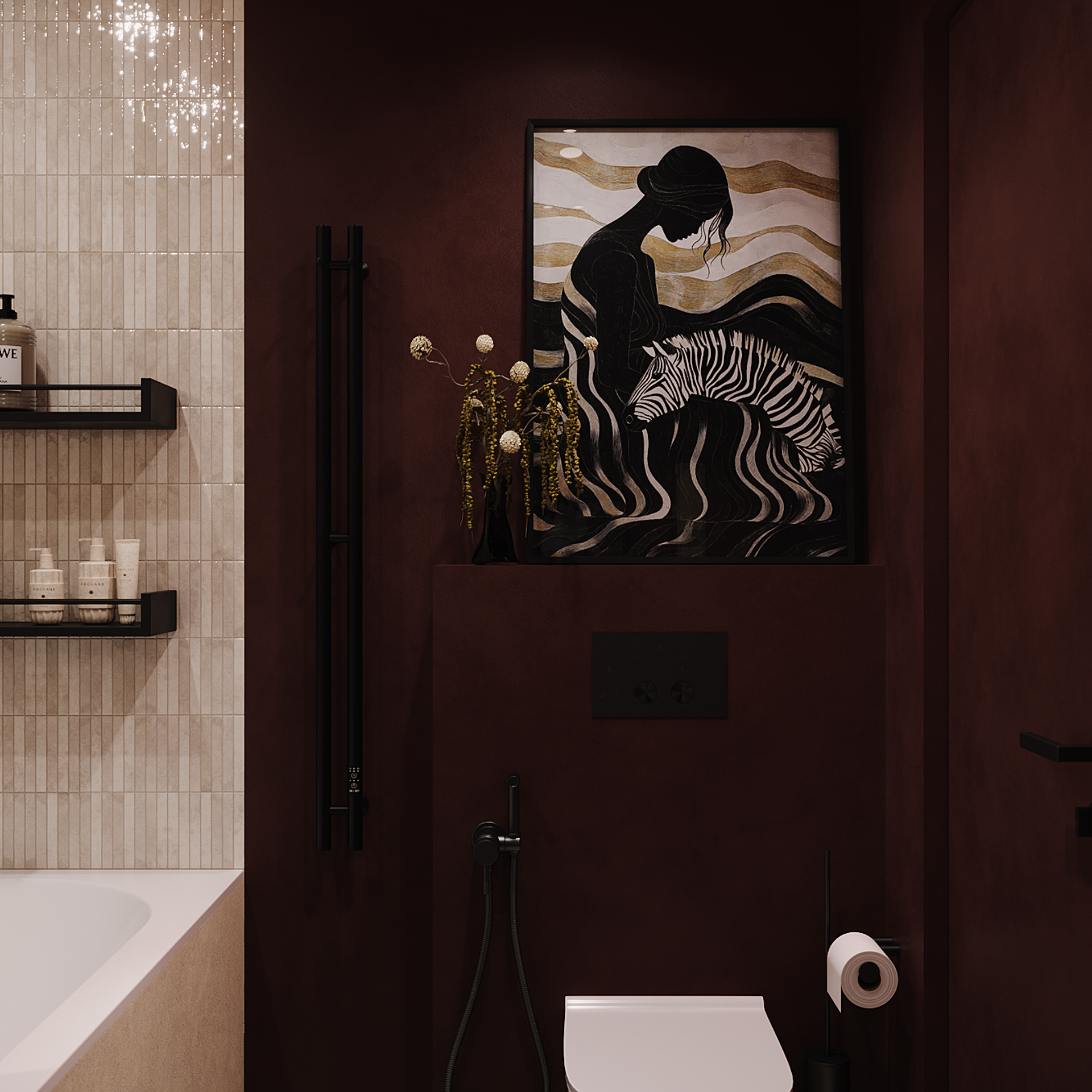 Burgundy bathroom. 3D-визуализатор интерьеров Анастасия Соколова