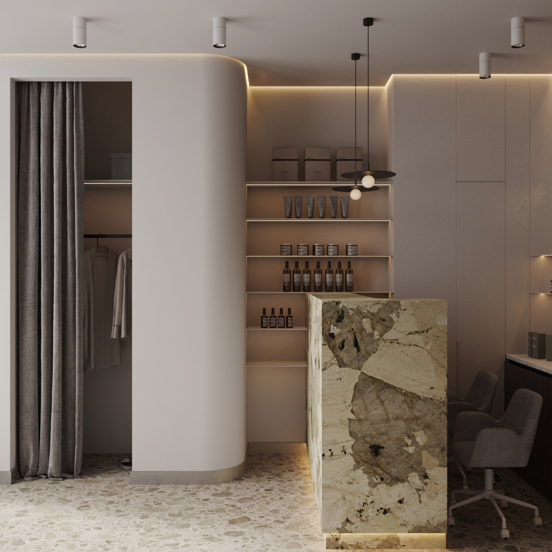 Салон красоты 125 м² // строительство. Дизайнер интерьера | kolchanova.dsgn