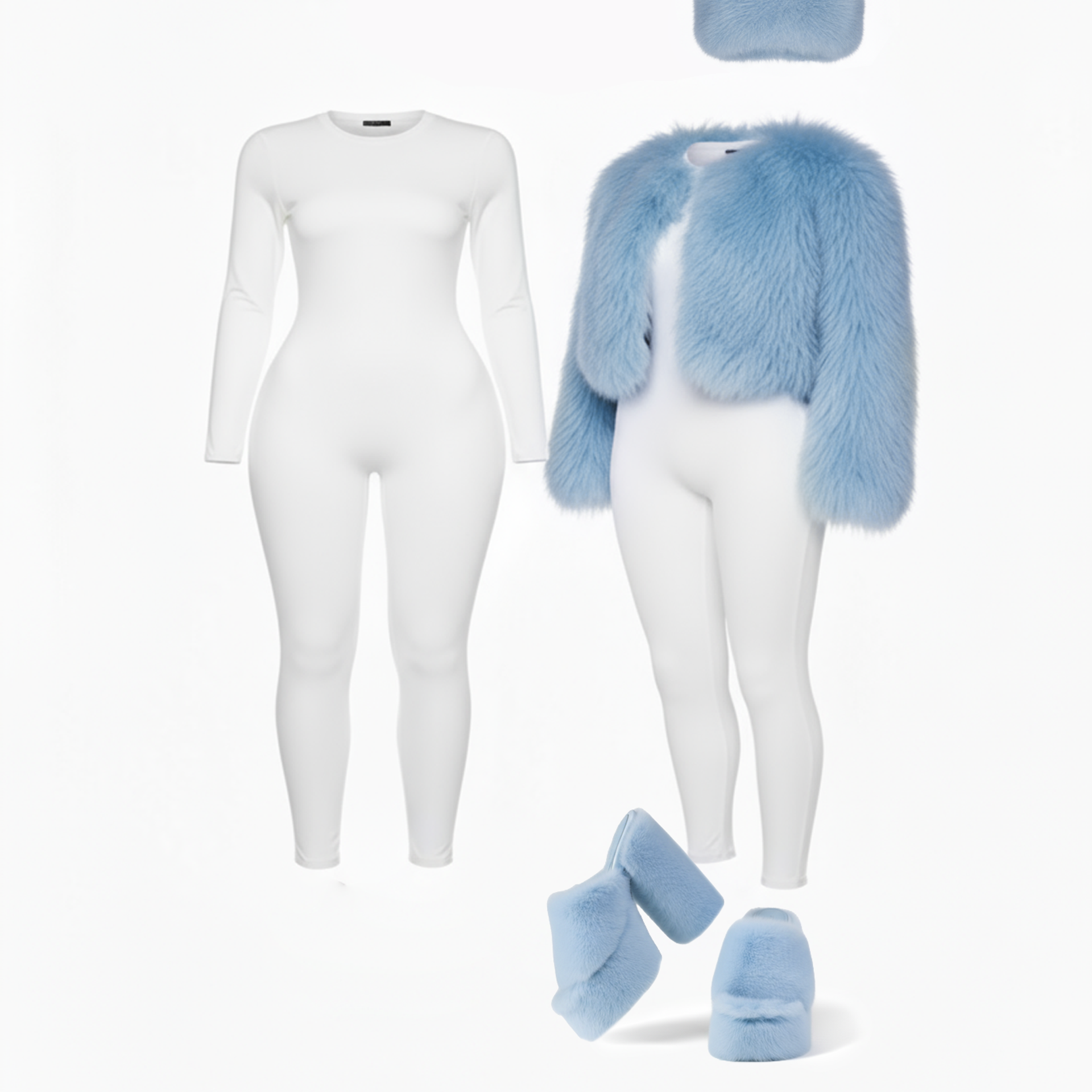 Образ с голубой натуральной шубой