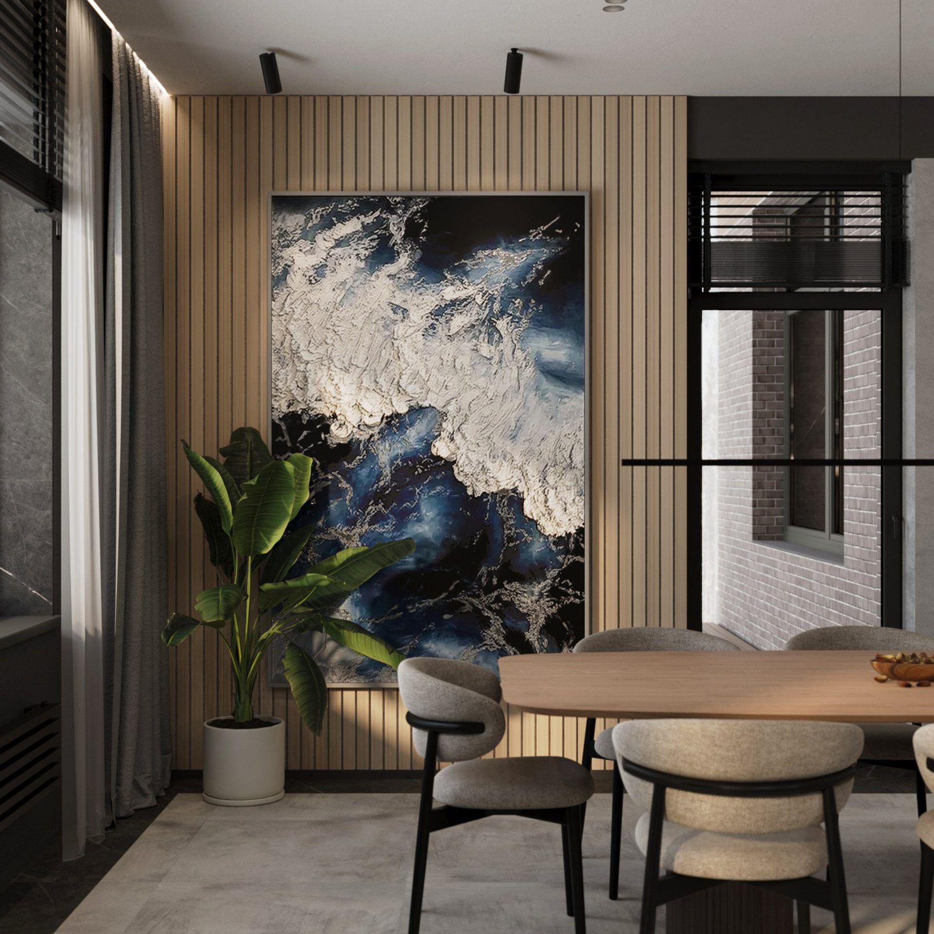 Кухня-столовая и холл (1 этаж)