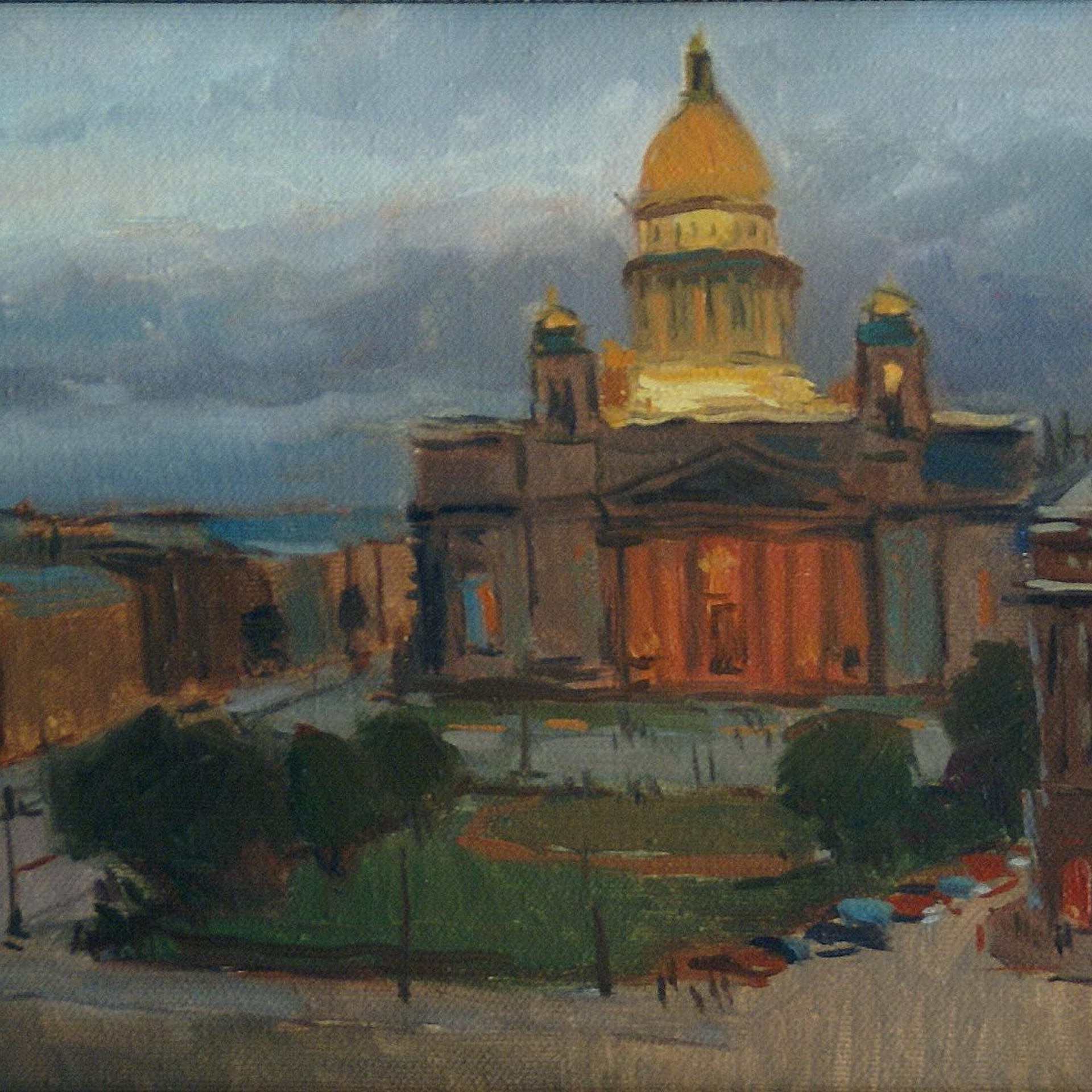 Ночь над Исаакиевским собором - 20х30см, холст масло
