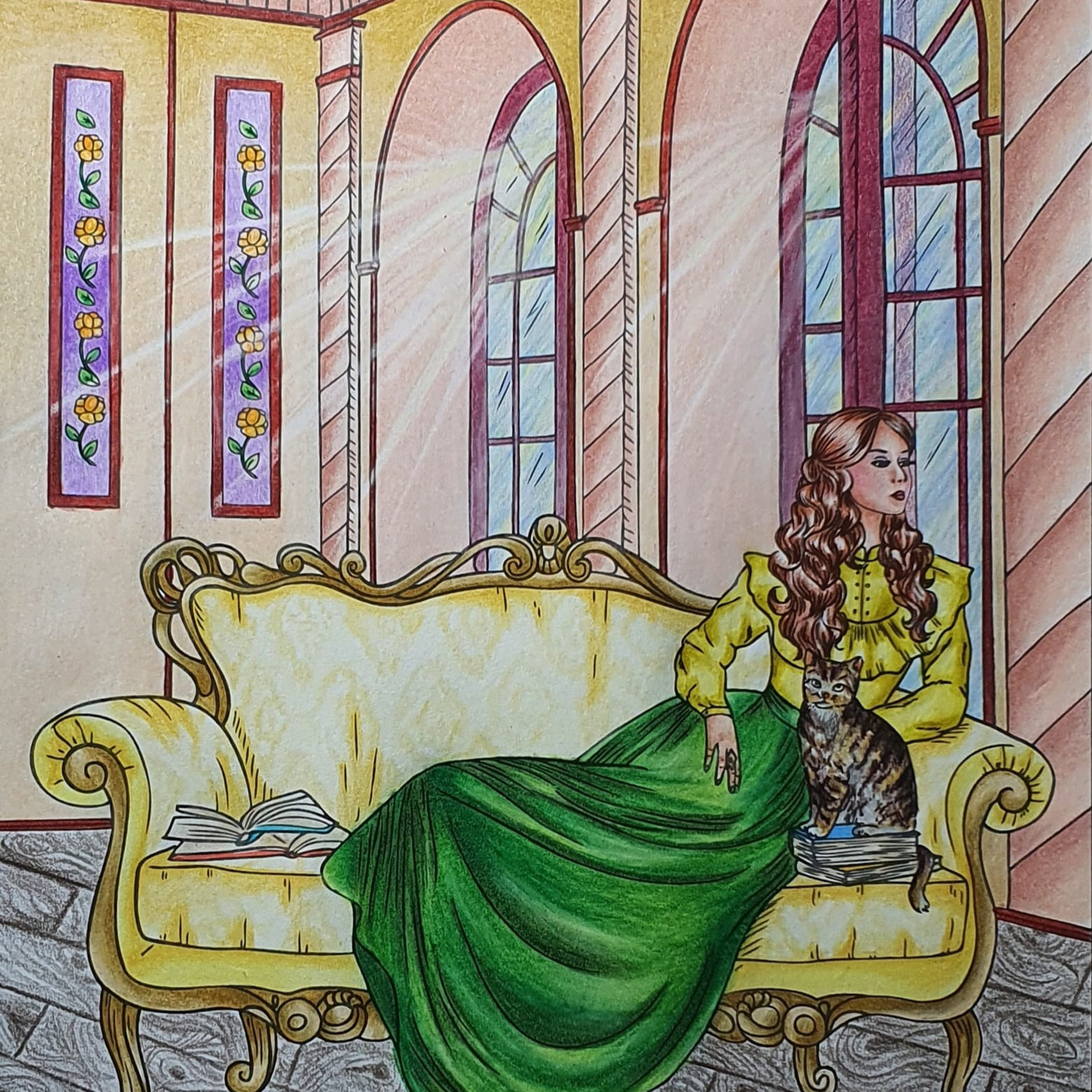 Викторианская. Авторская раскраска Алёны Лазаревой. Раскраски Алёны Лазаревой