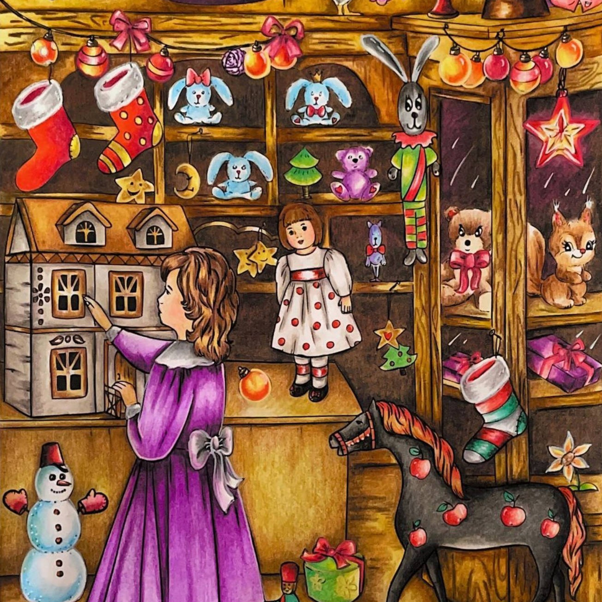 Новогодний Сюрприз Авторская раскраска Алёны Лазаревой. Раскраски Алёны Лазаревой