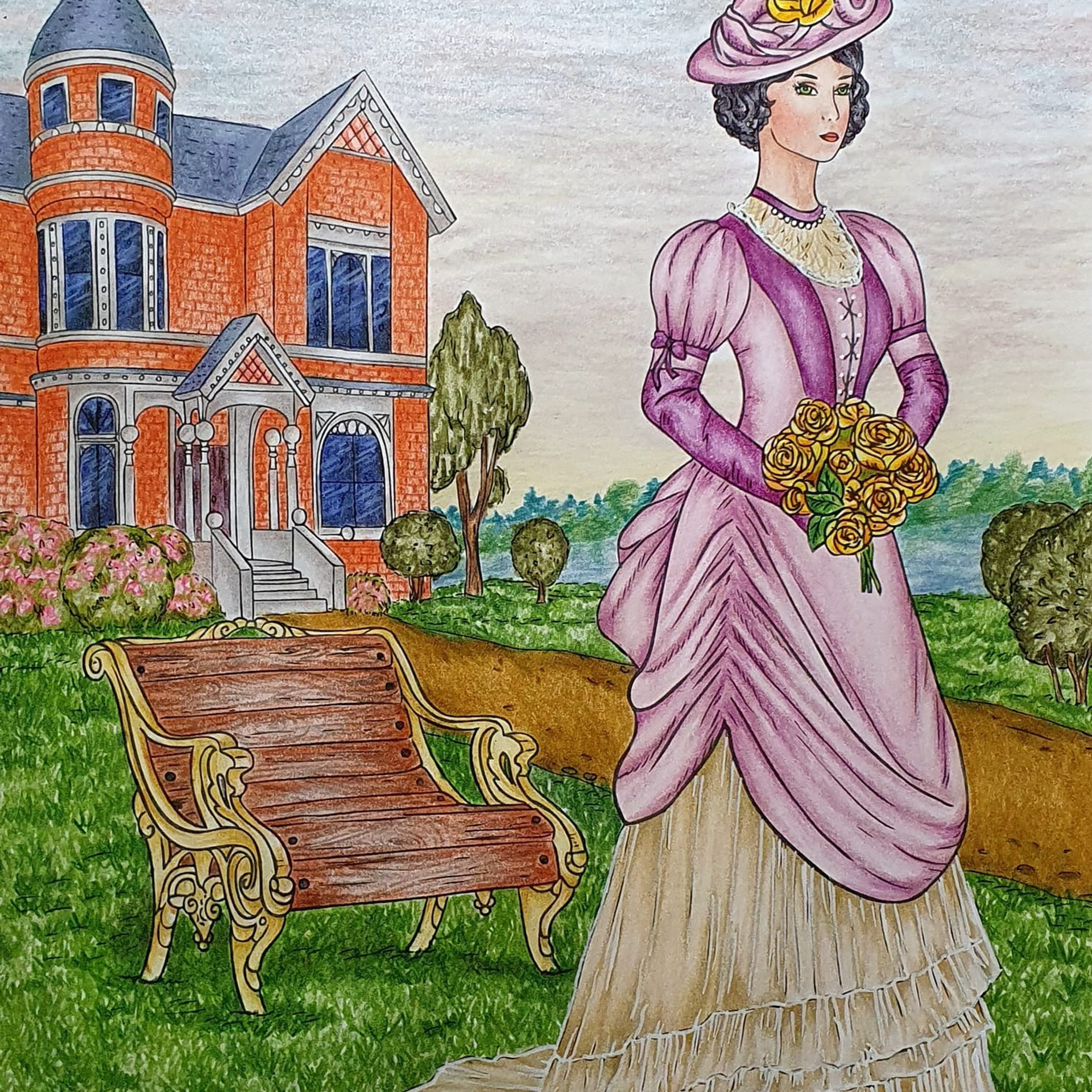 Викторианская. Авторская раскраска Алёны Лазаревой. Раскраски Алёны Лазаревой