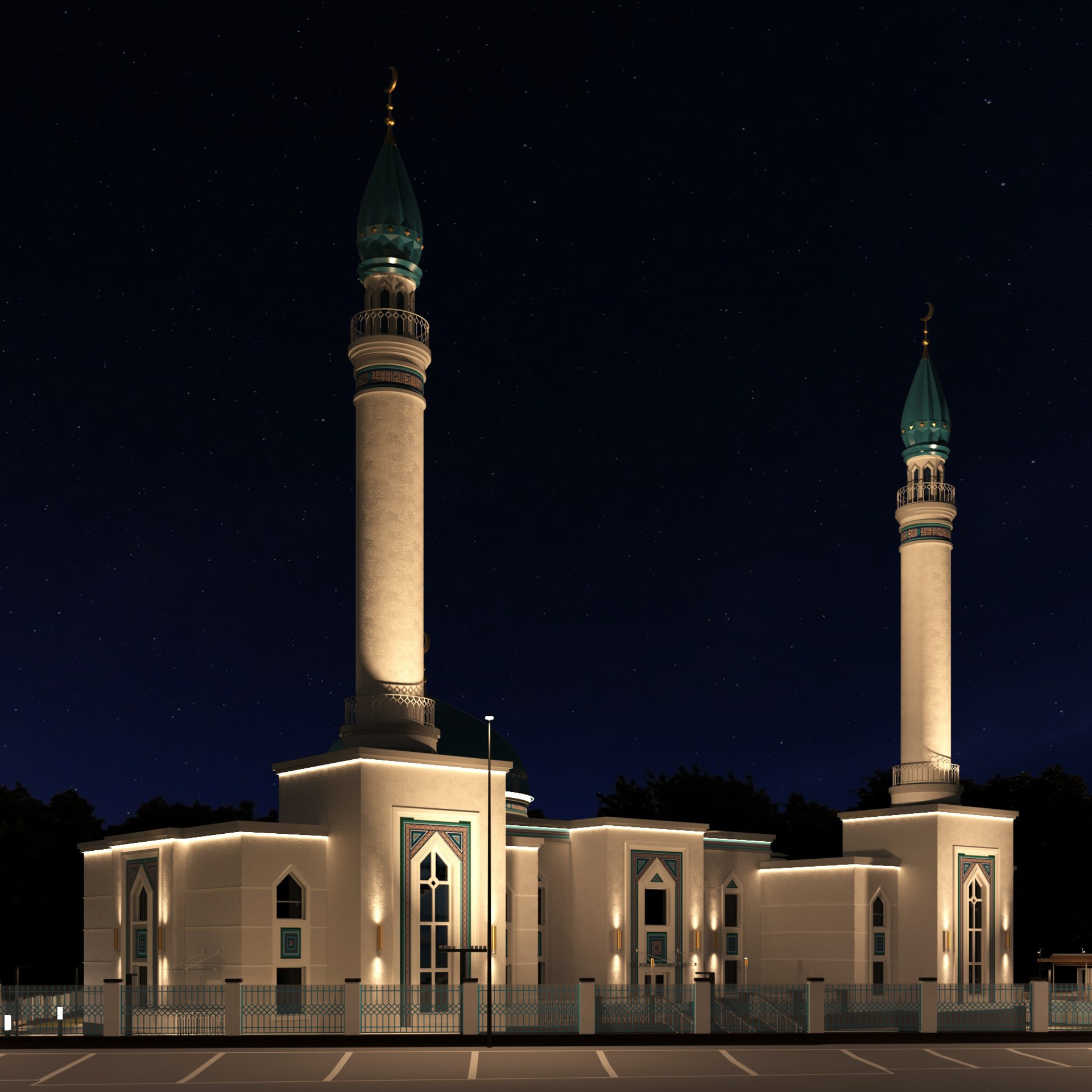 Подсветка мечети на улице Дубравная