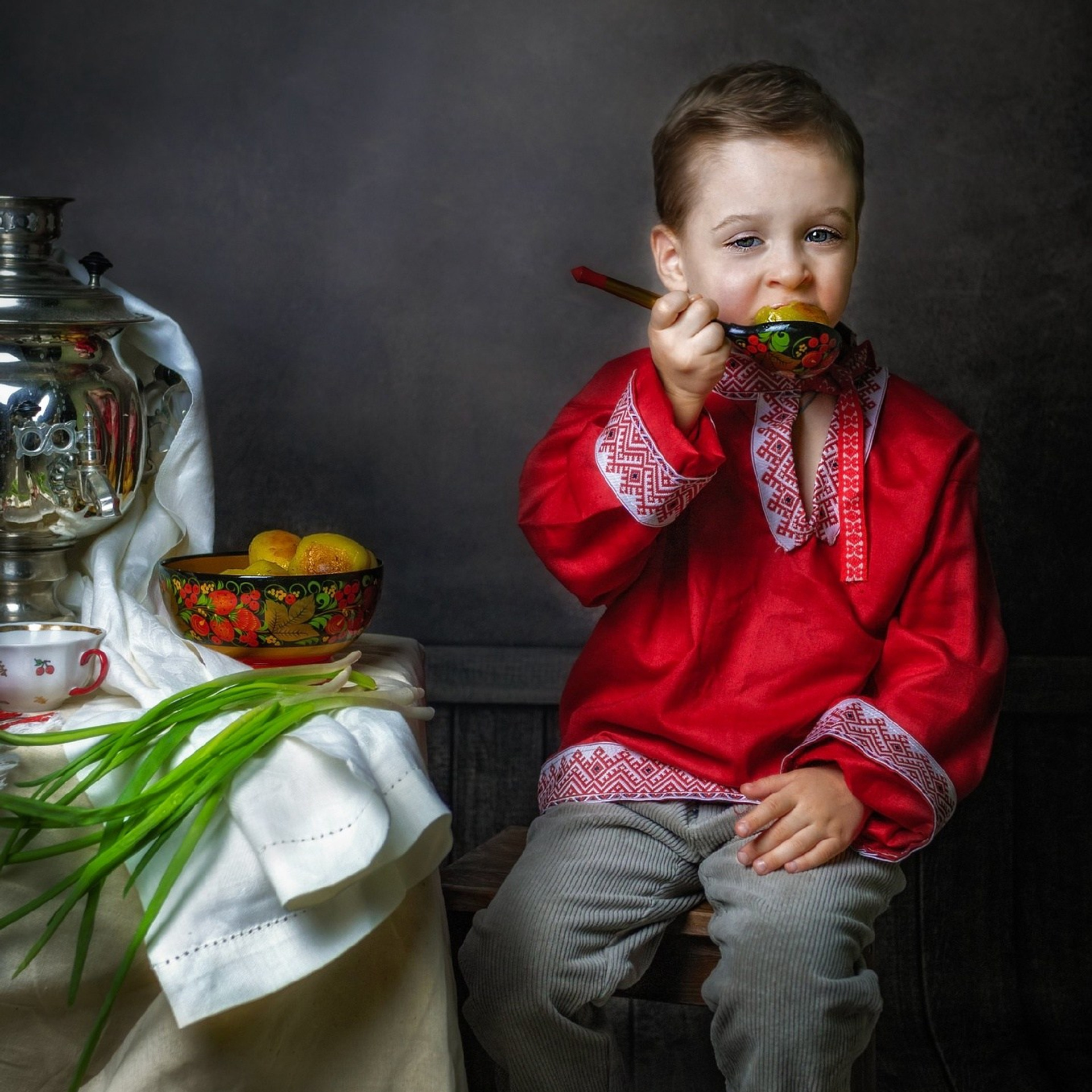 Русская рубаха красная (хлопок).Размер 110.