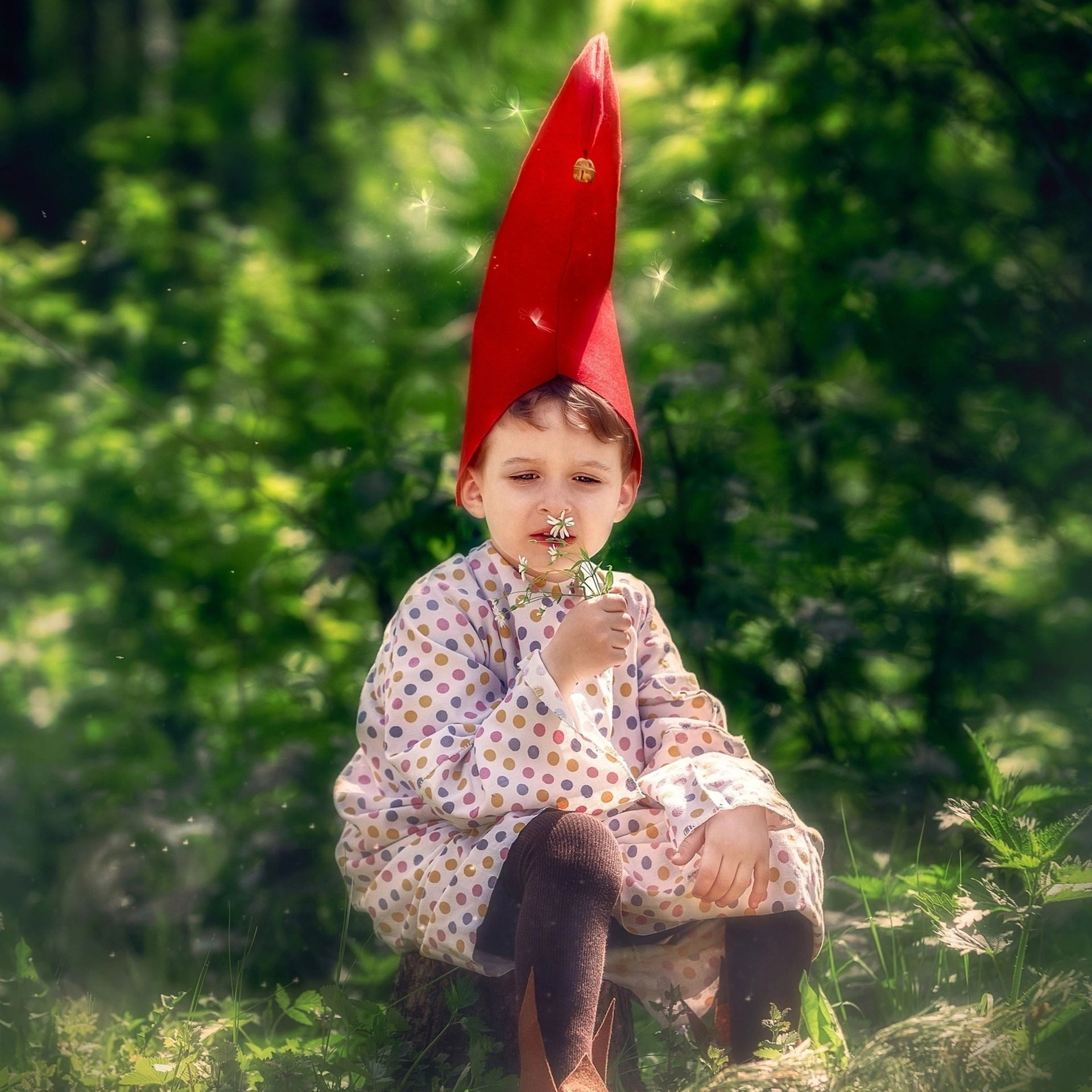 Образ гномика. Колпак,рубашка,гольфы,тапочки,корзинка. Размер 128