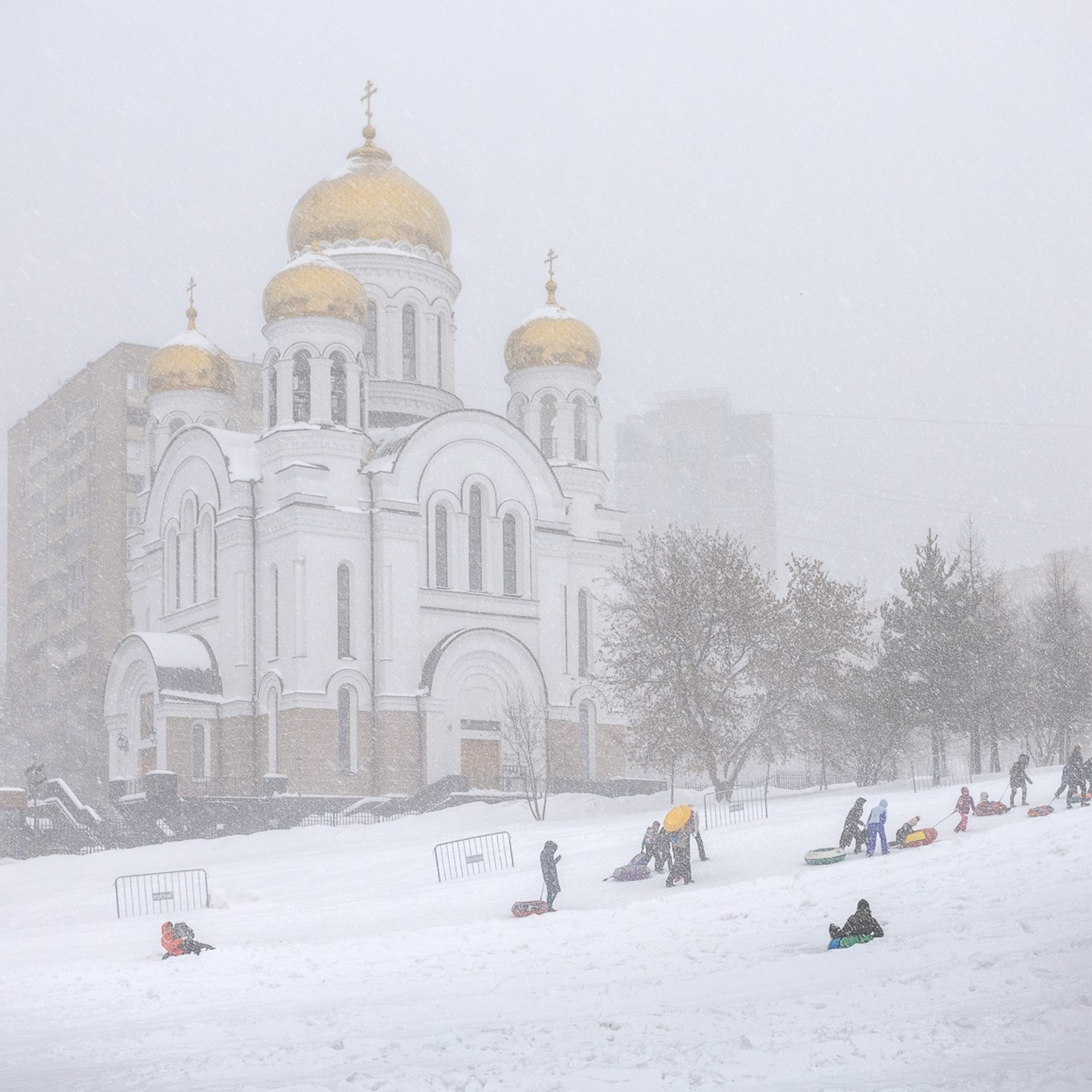 Зимние покатушки с горок у Акведука.