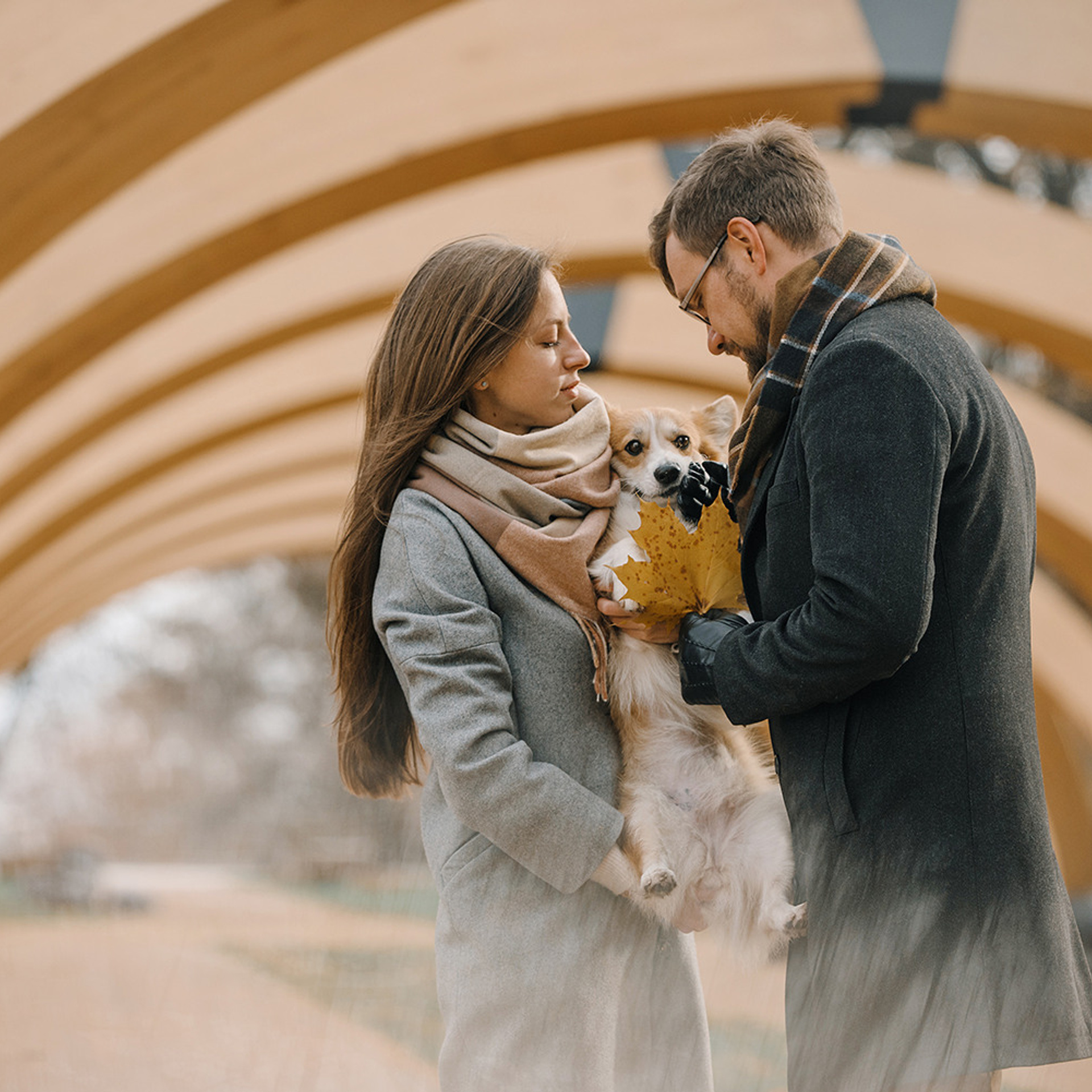 Катя, Саша и корги Люси. Фотограф Анна Тюрина