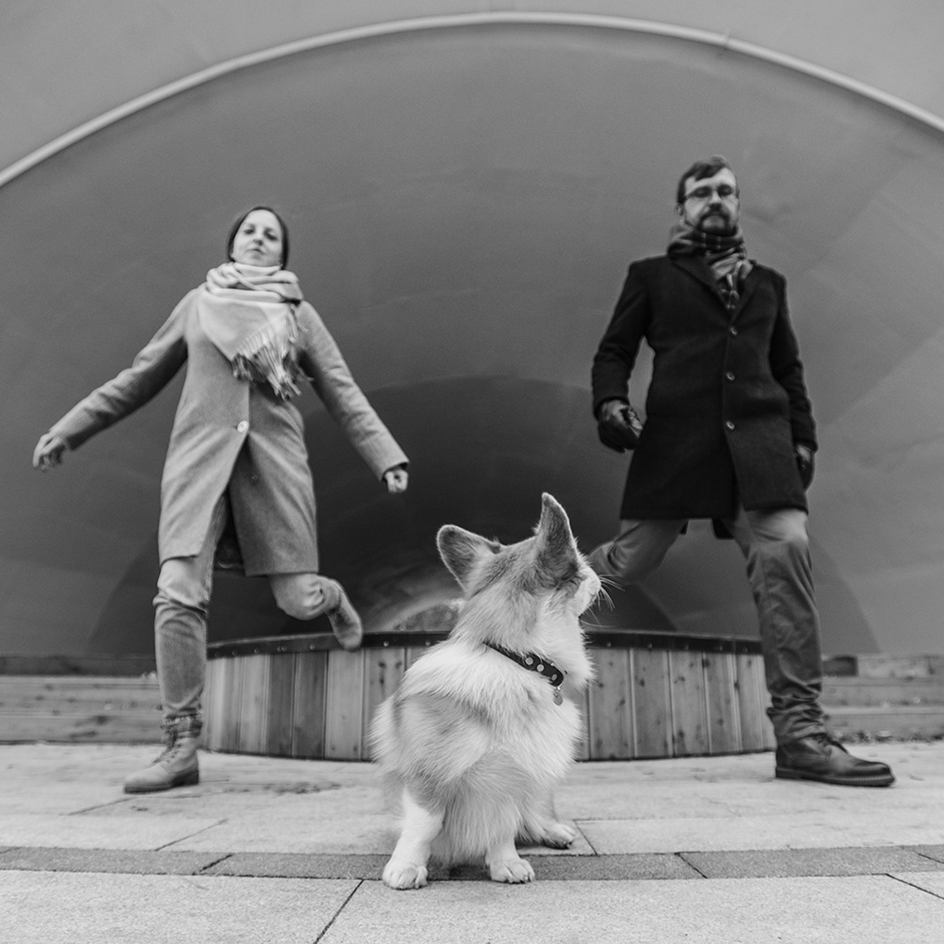 Катя, Саша и корги Люси. Фотограф Анна Тюрина