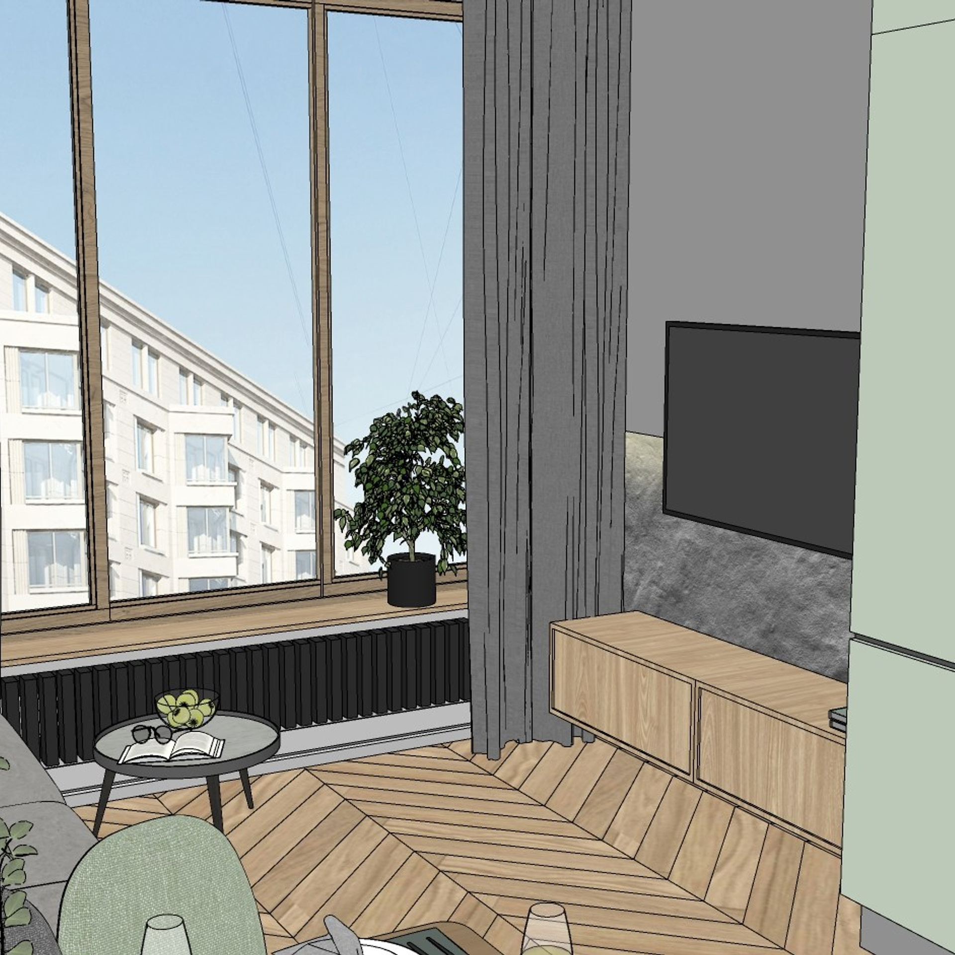 Эхин. Квартира 60 м² (эскизные визуализации). Мастерская интерьеров Светланы Куксовой. Дизайн и реализация