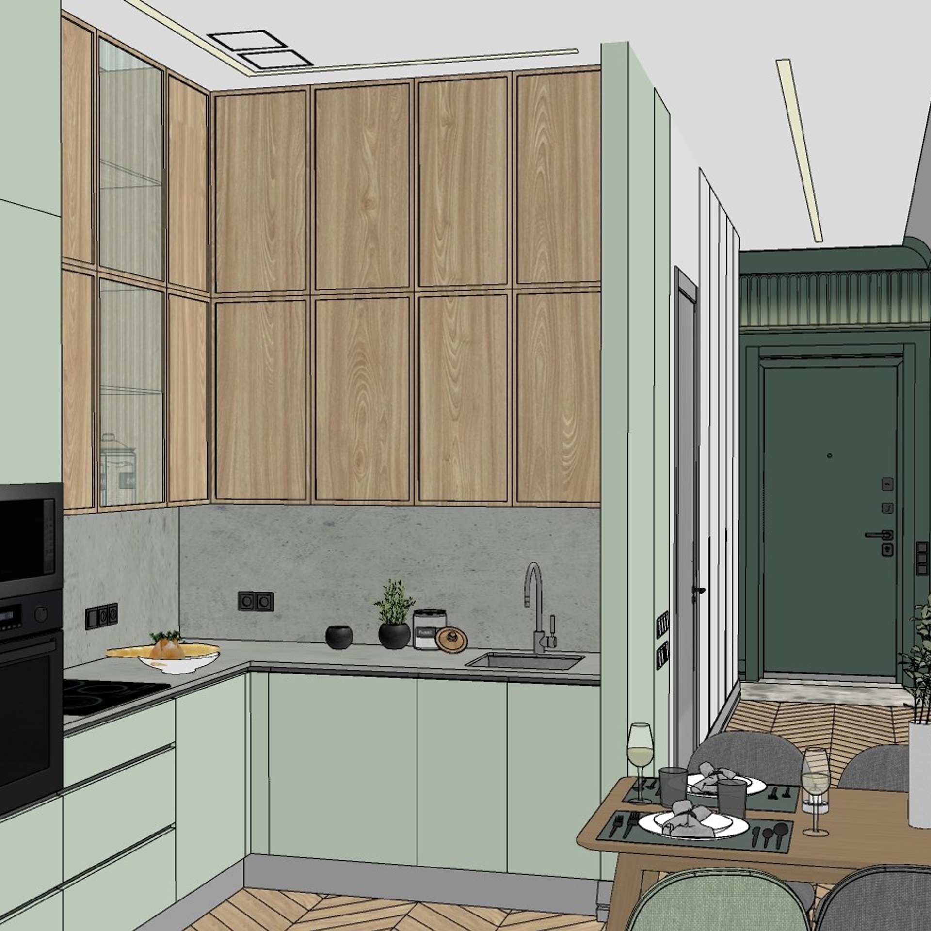 Эхин. Квартира 60 м² (эскизные визуализации)