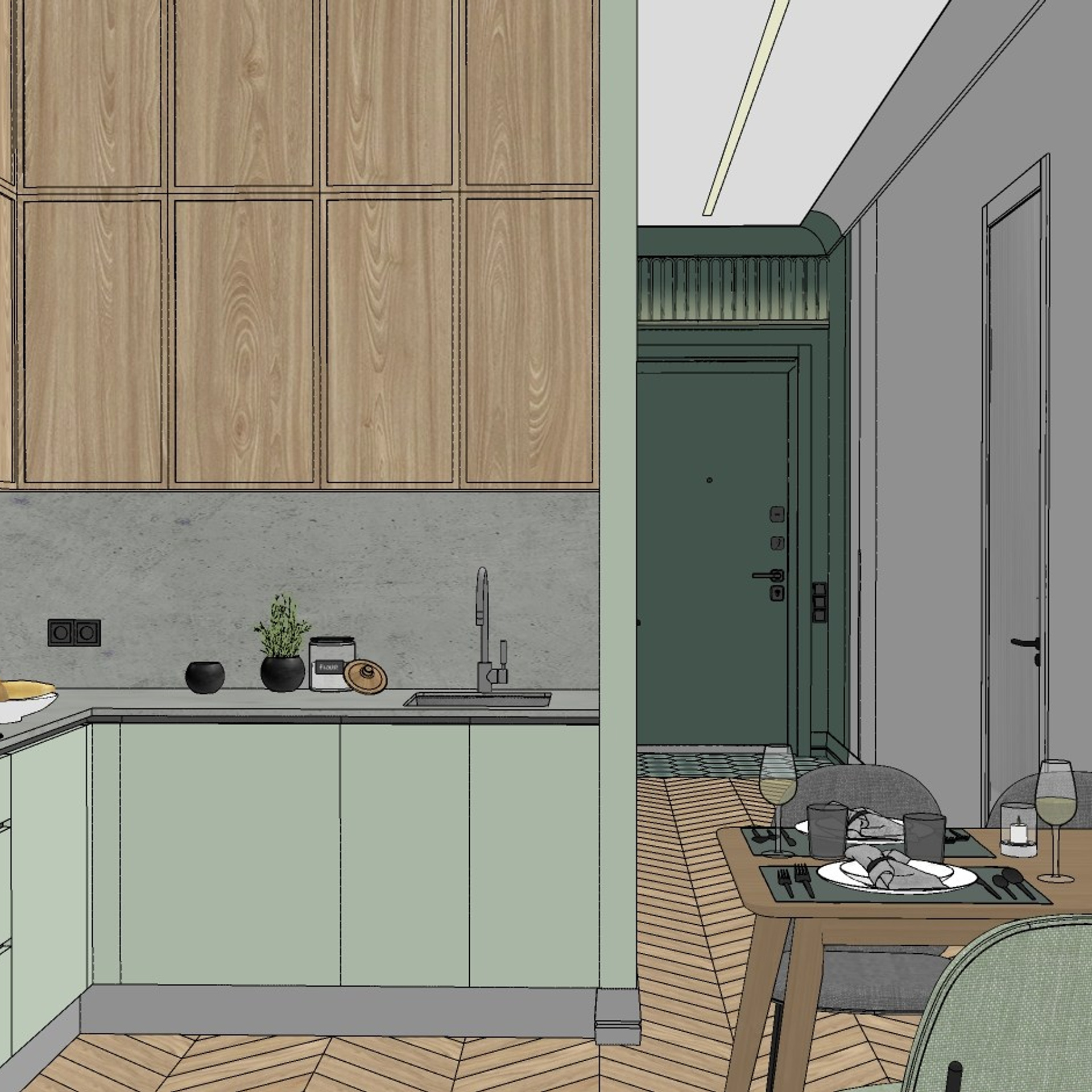 Эхин. Квартира 60 м² (эскизные визуализации). Мастерская интерьеров Светланы Куксовой. Дизайн и реализация